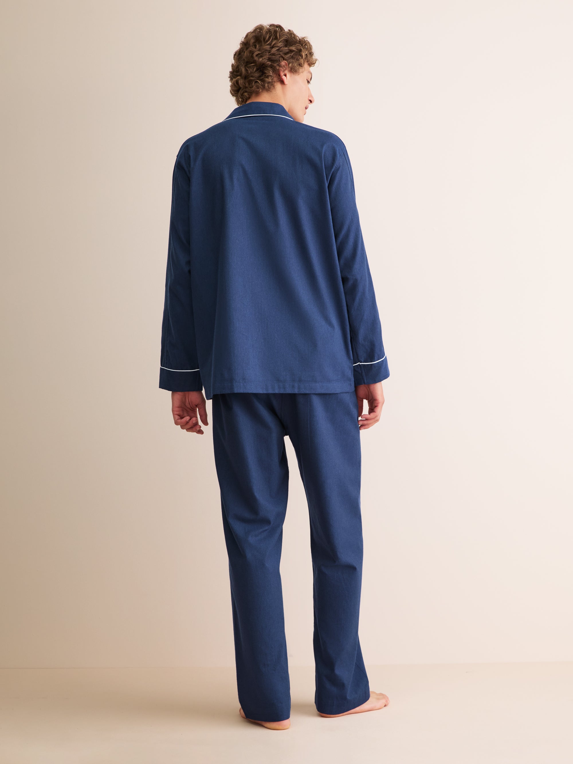 Men's Classic Fit Pyjamas Balmoral 3 Brushed Cotton Navy