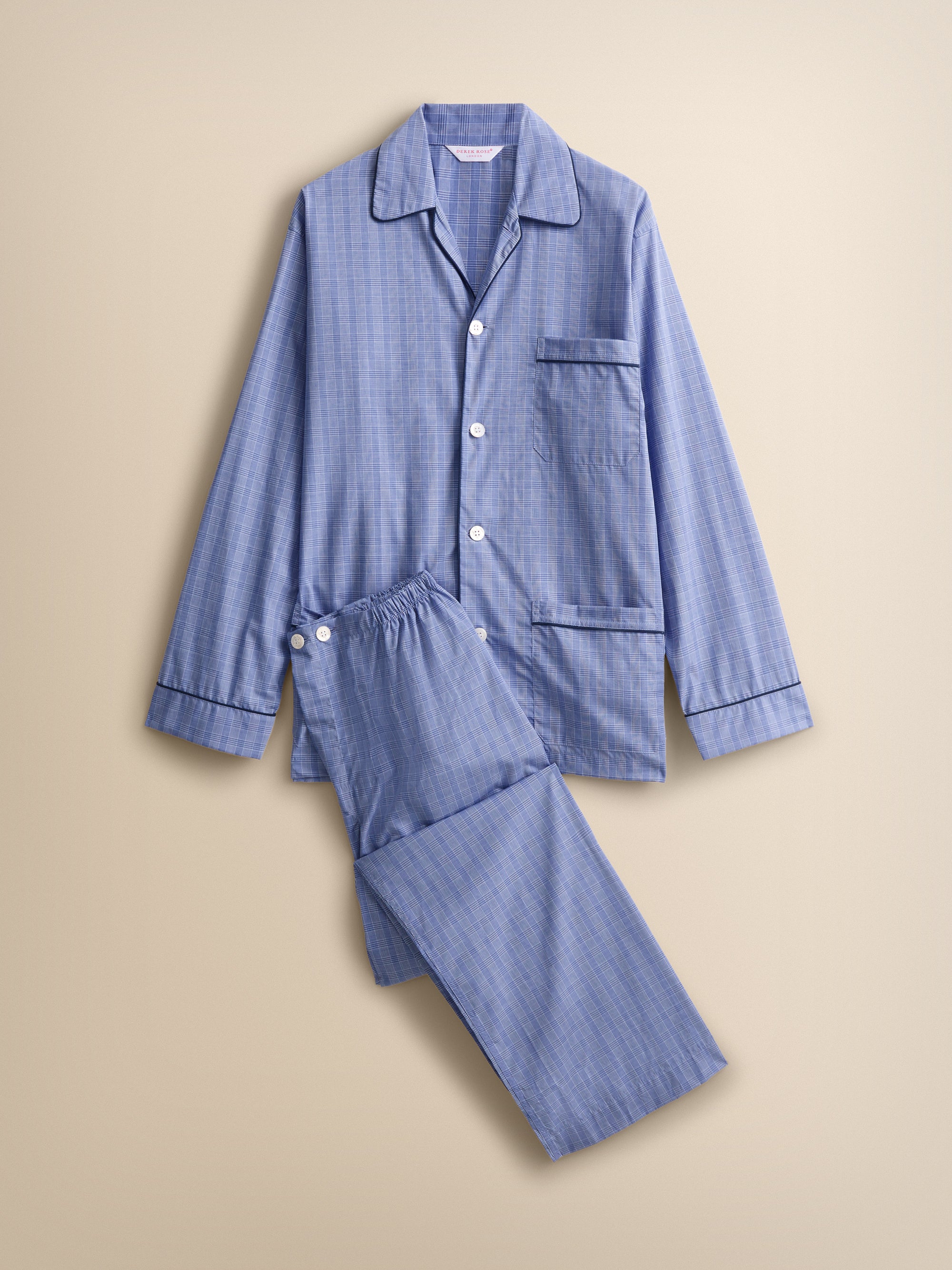Felsted Cotton Pyjamas Mid Blue Check