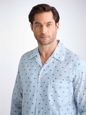 Men's Classic Fit Pajamas Cotton Batiste Blue Elephant Print