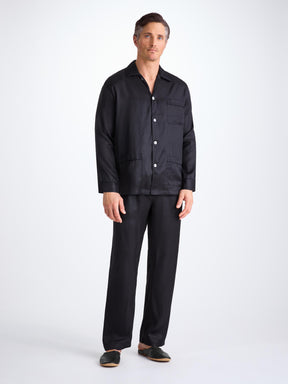 Men's Classic Fit Pajamas Woburn 8 Silk Satin Black