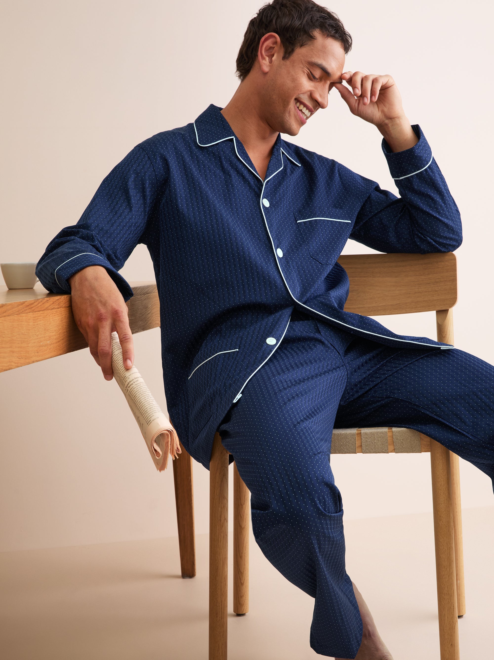 Men's Classic Fit Pyjamas Royal 40 Cotton Navy