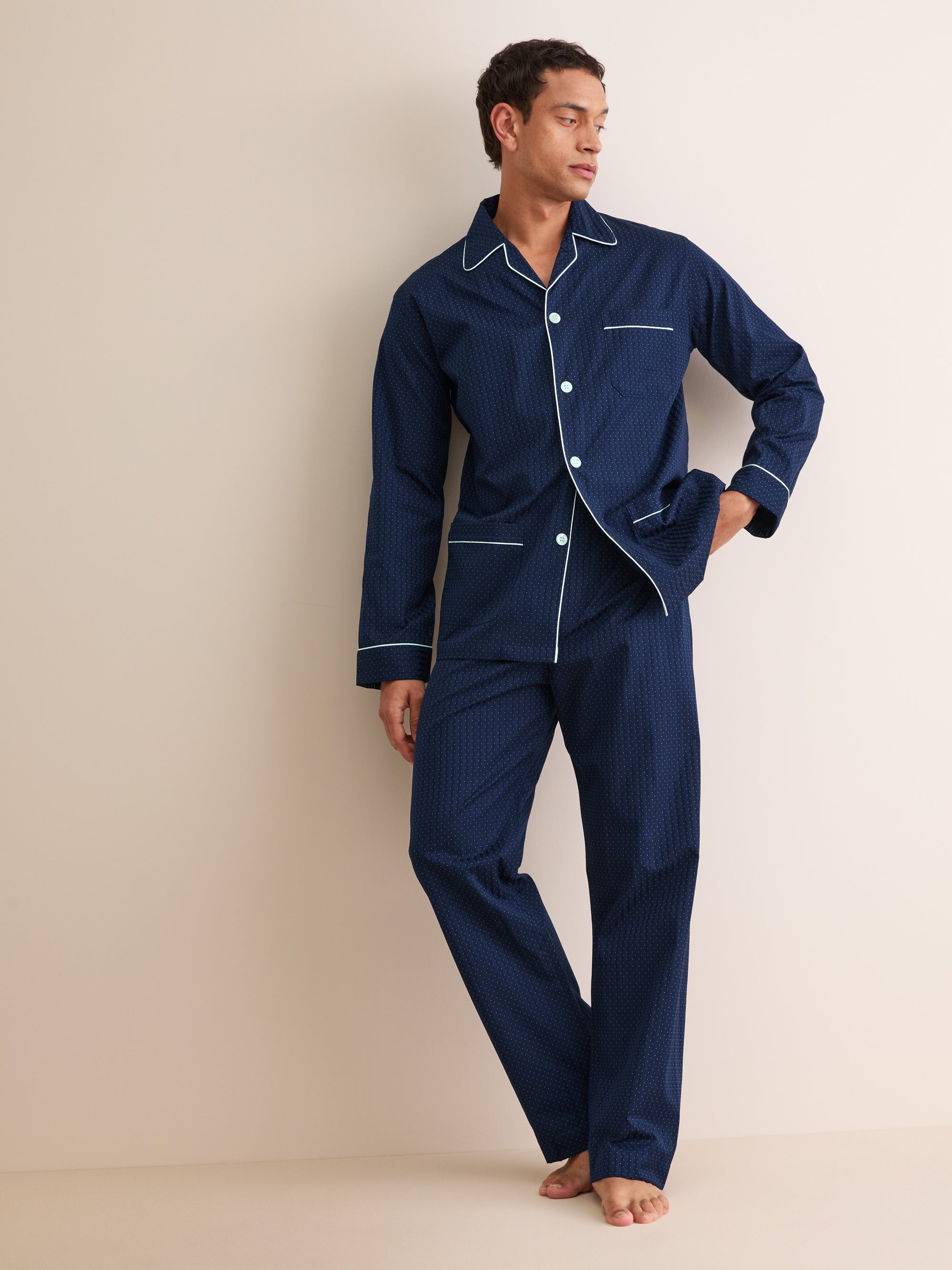Men's Classic Fit Pyjamas Royal 40 Cotton Navy