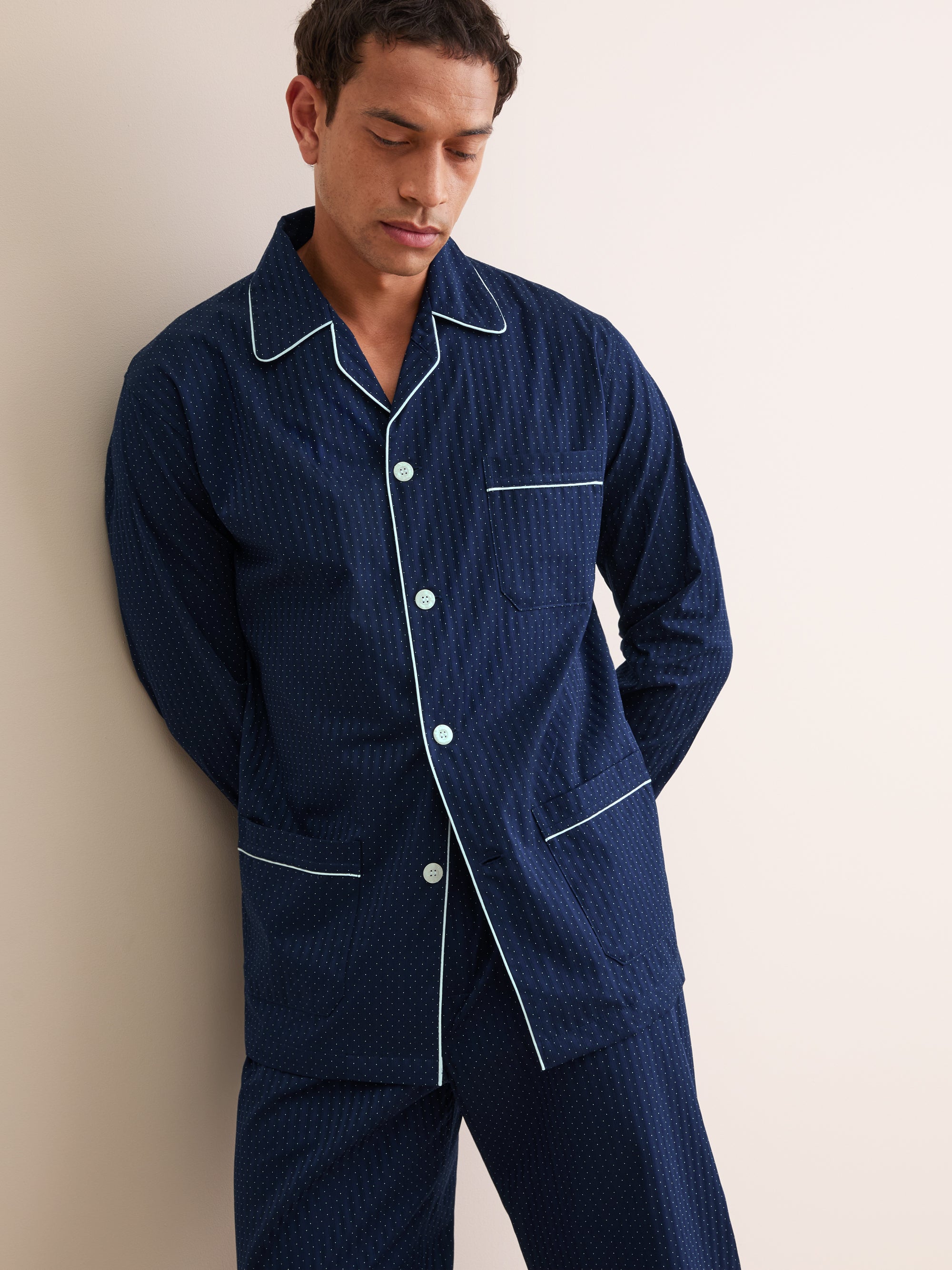 Men's Classic Fit Pyjamas Royal 40 Cotton Navy