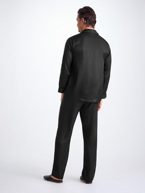Men's Classic Fit Pajamas Woburn 8 Silk Satin Black