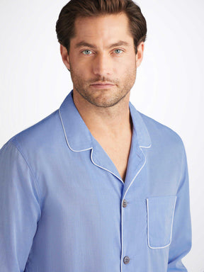 Men's Modern Fit Pyjamas Amalfi Cotton Batiste Blue