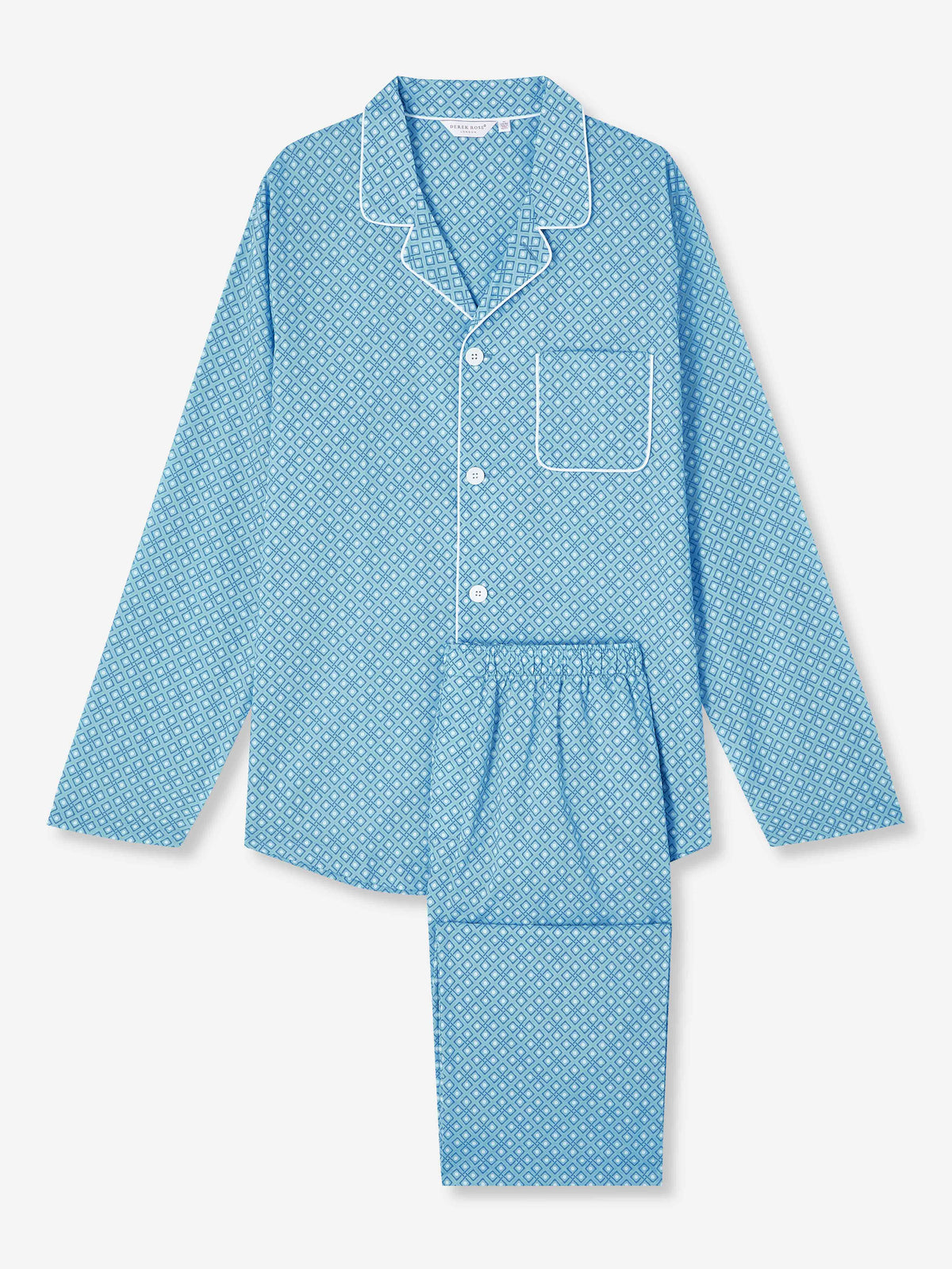 Men's Modern Fit Pyjamas Ledbury 56 Cotton Batiste Blue