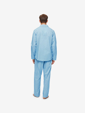 Men's Modern Fit Pyjamas Ledbury 56 Cotton Batiste Blue