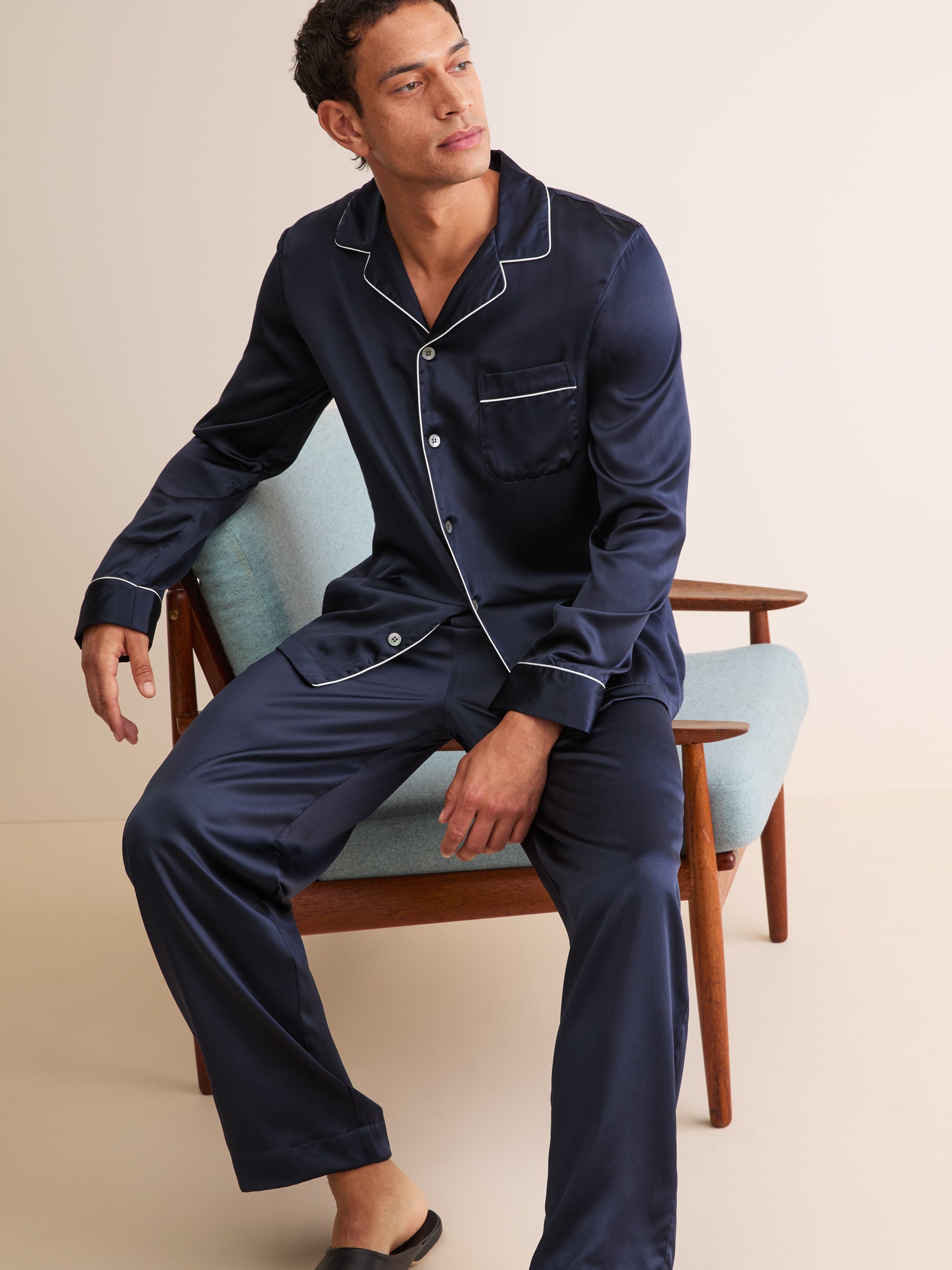 Men's Pajamas Bailey Silk Satin Navy