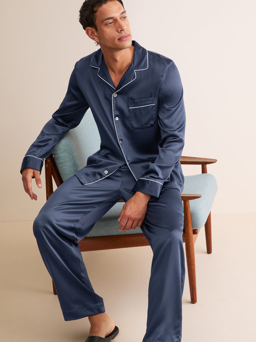 Bailey Silk Pyjamas Navy Blue