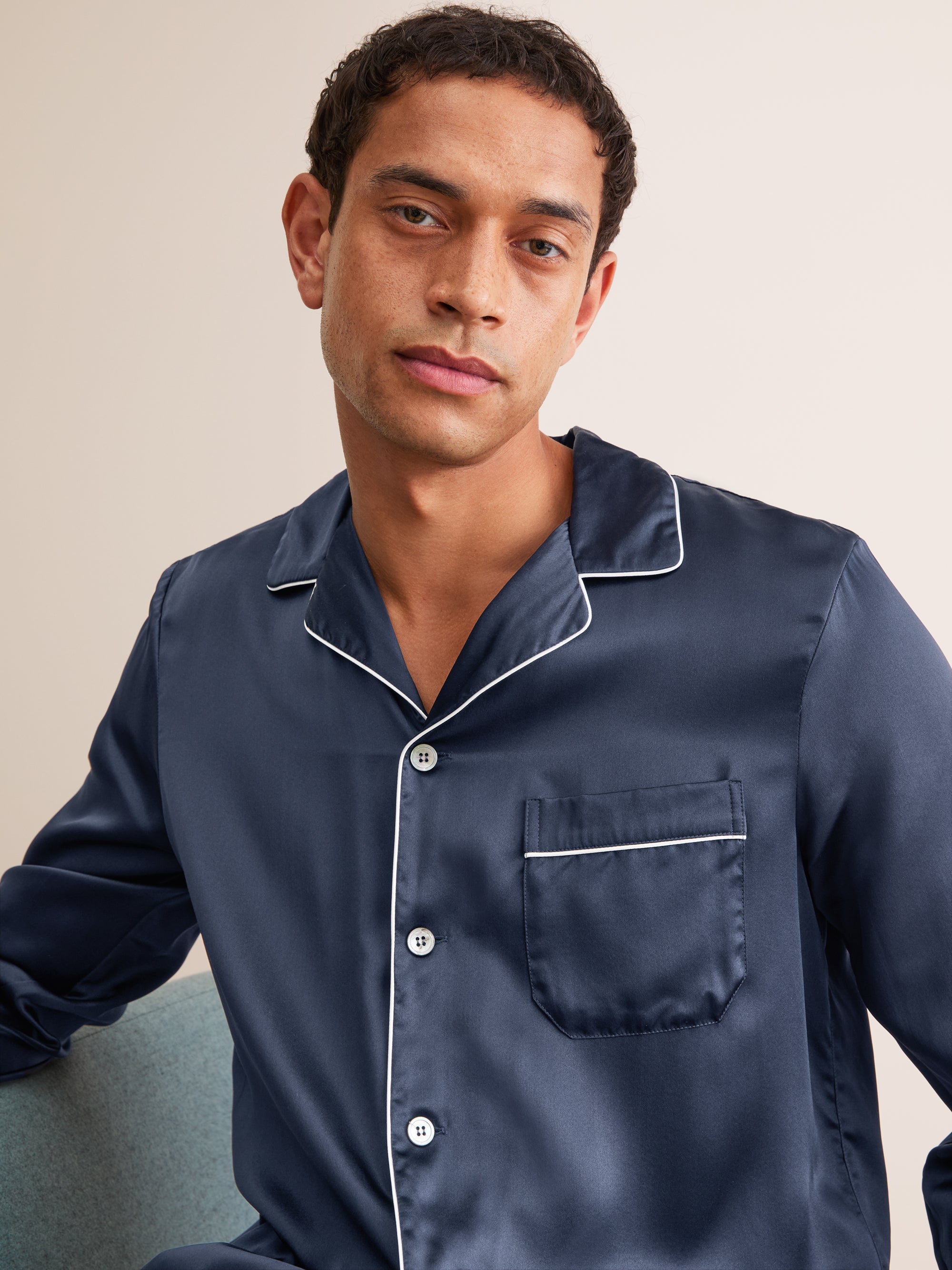 Men's Pyjamas Bailey Silk Satin Navy
