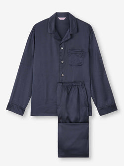 Men's Pyjamas Silk Satin Navy Micro Dot Print