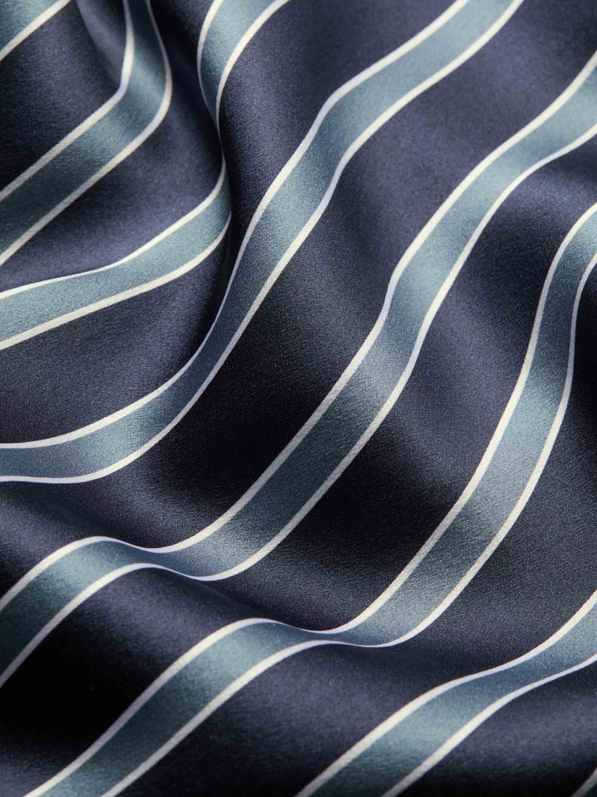 Men's Silk Pajamas Navy Blue & Blue Stripe