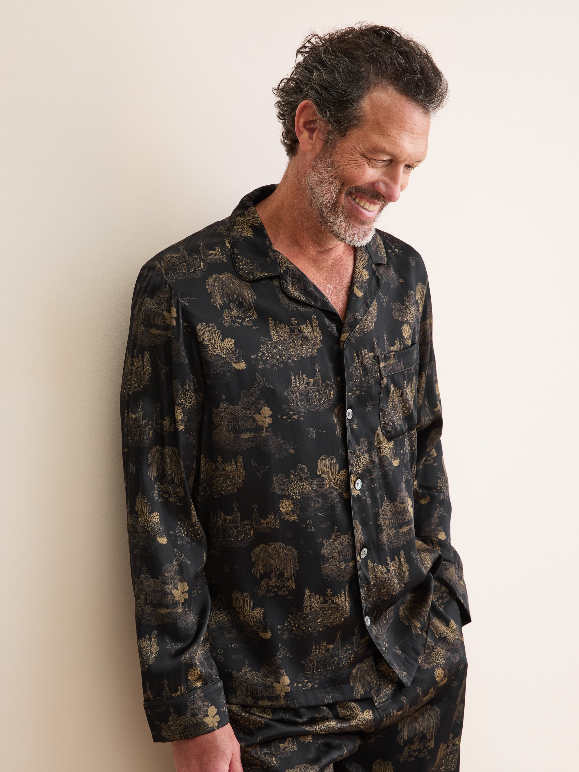 Men's Silk Pyjamas London Toile Black