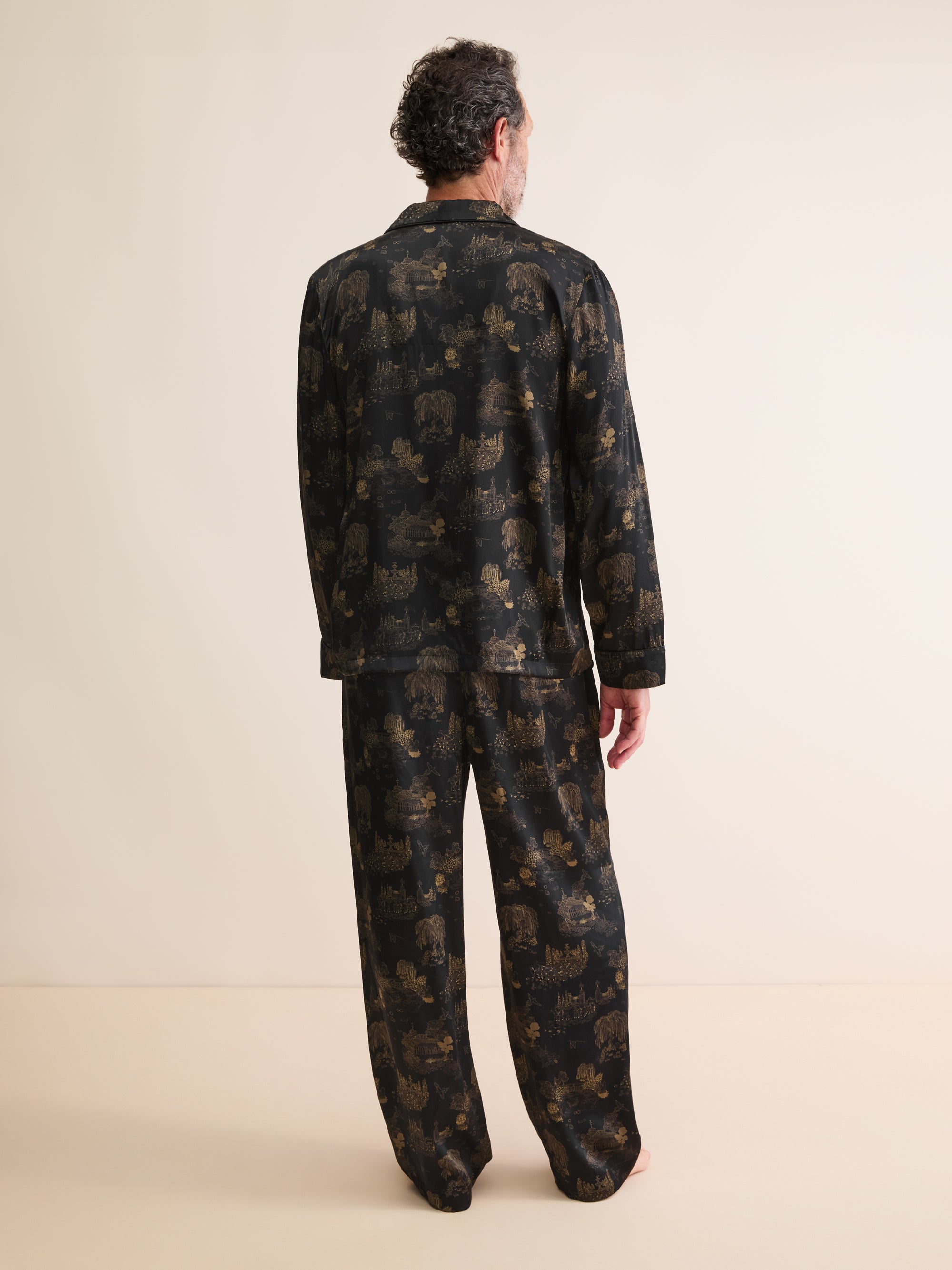 Men's Silk Pyjamas London Toile Black