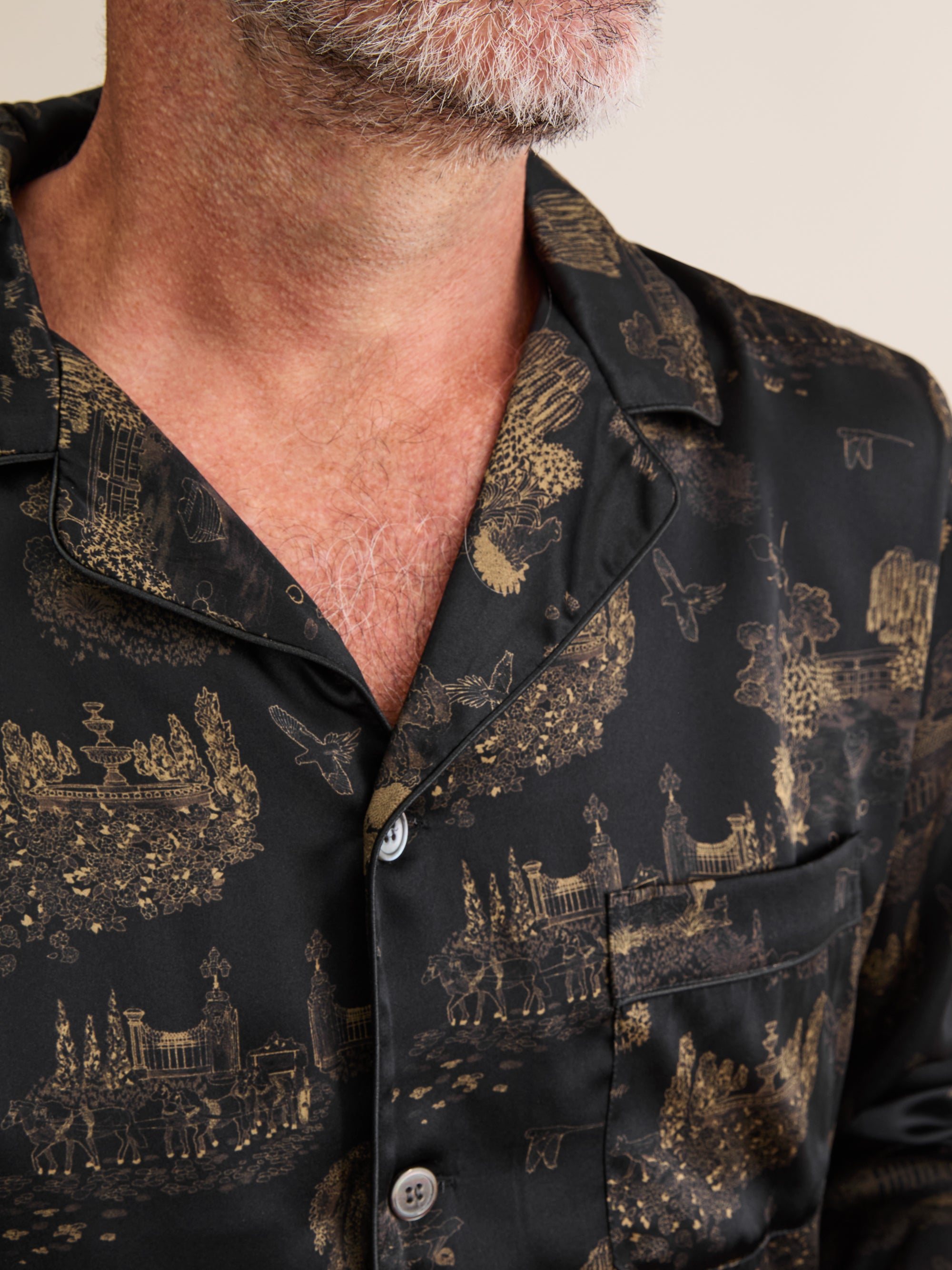 Men's Silk Pyjamas London Toile Black