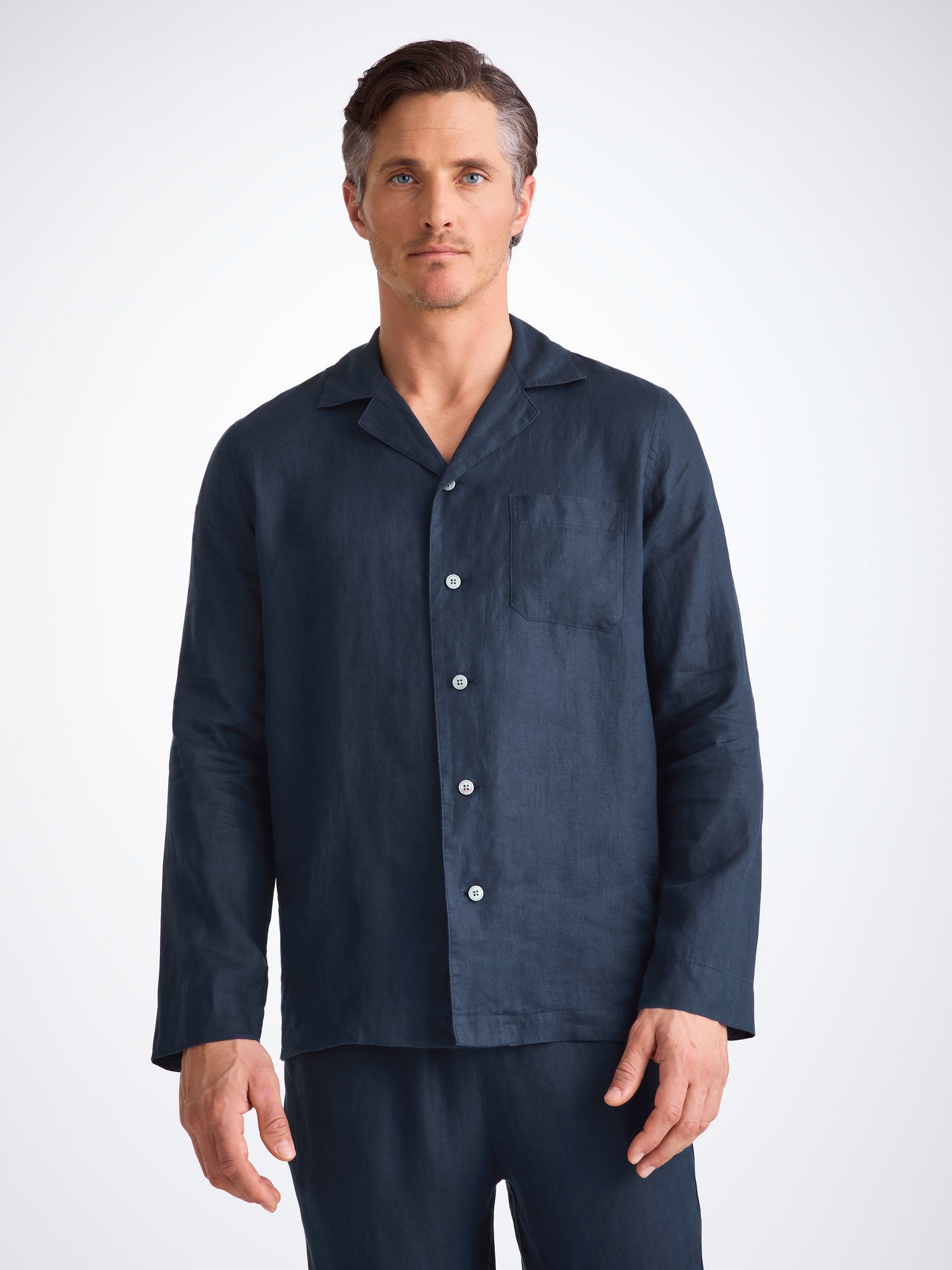 Men's Pyjamas Sicily Linen Navy