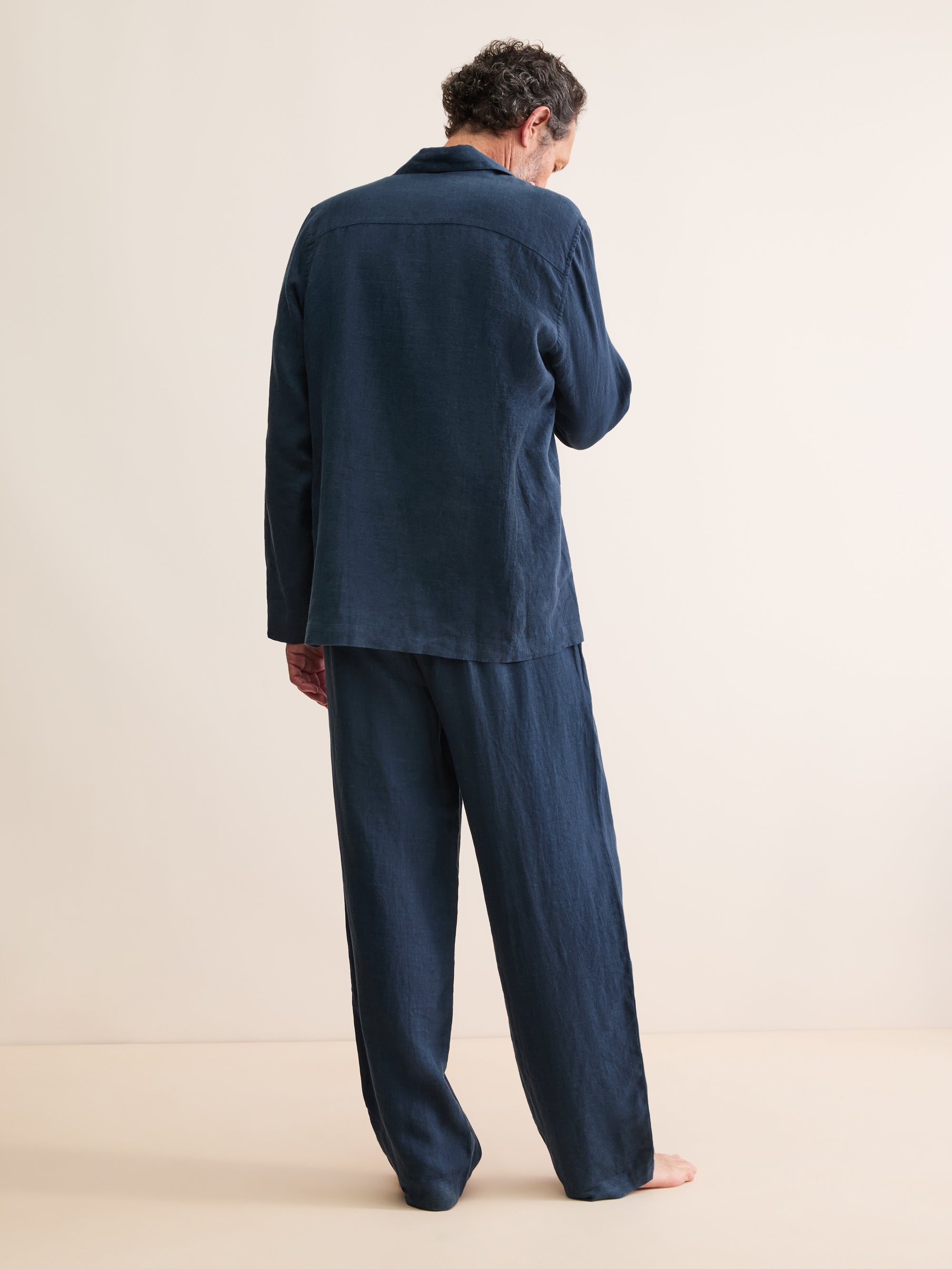 Men's Pyjamas Sicily Linen Navy