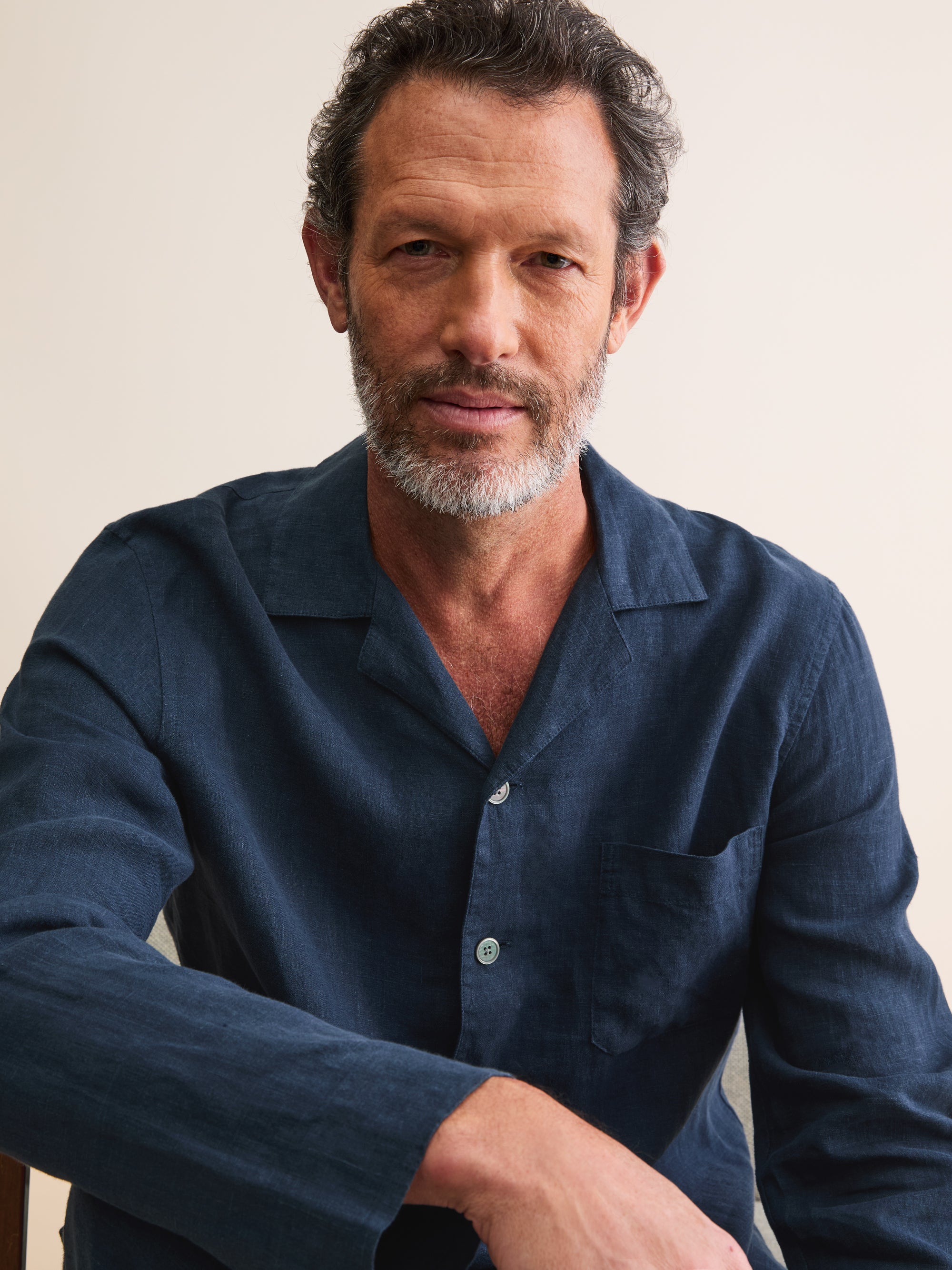 Men's Pyjamas Sicily Linen Navy