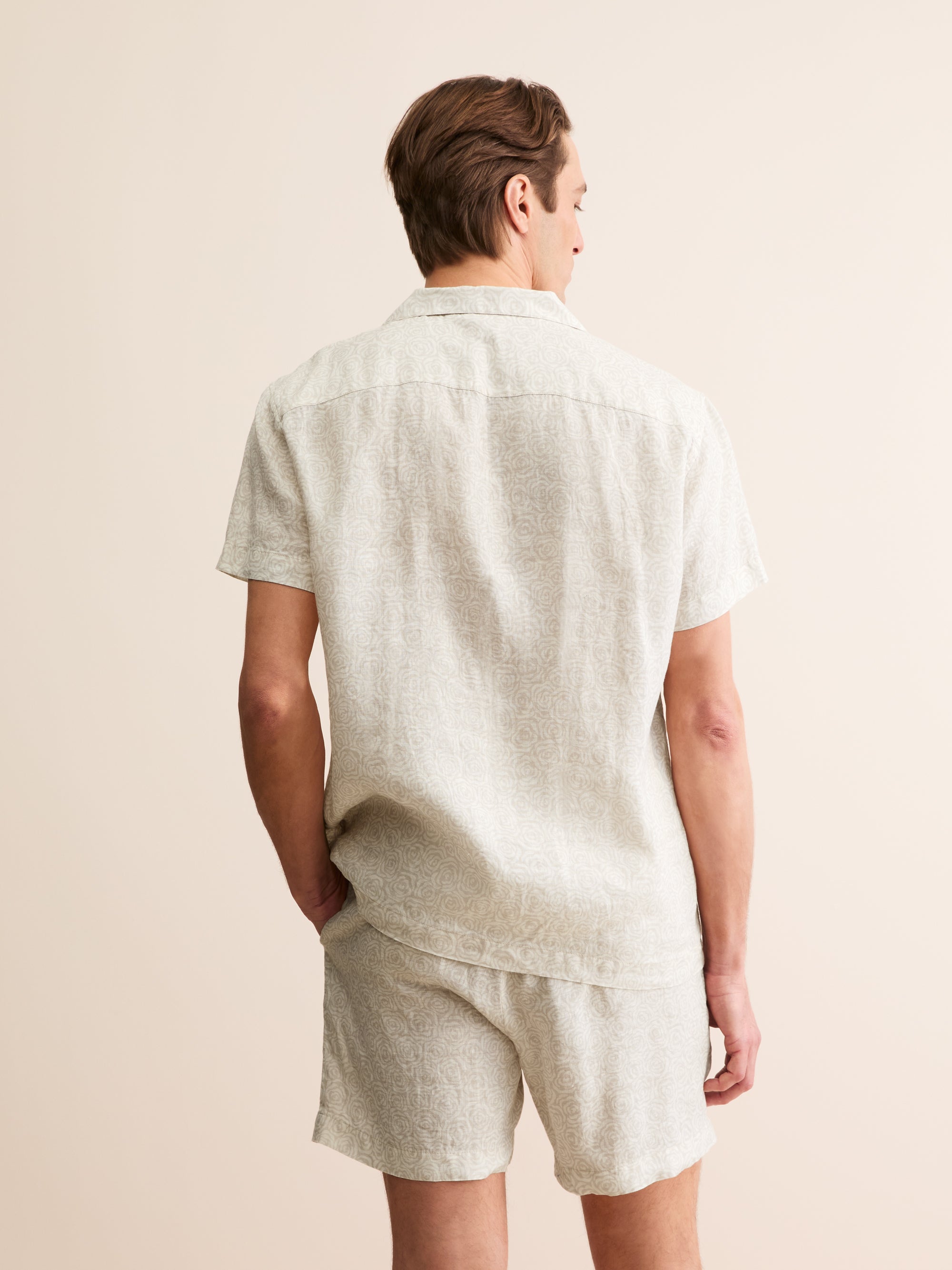 Men's Linen Short Pyjamas Milan Rose Sand