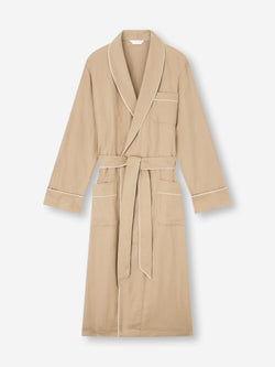 Men's Robe Kelburn Brushed Cotton Light Stone Herringbone