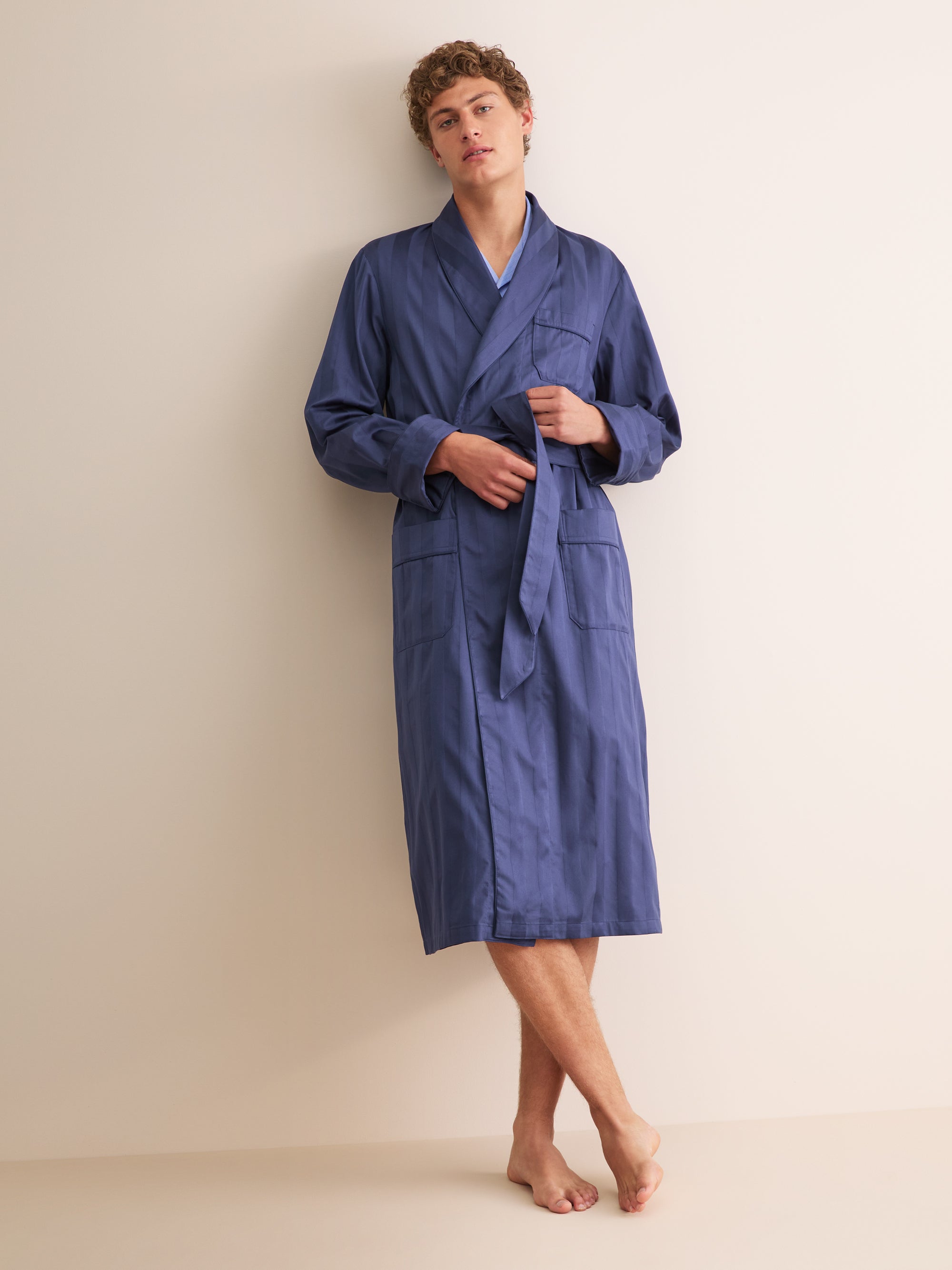 Men's Robe Lingfield Cotton Navy