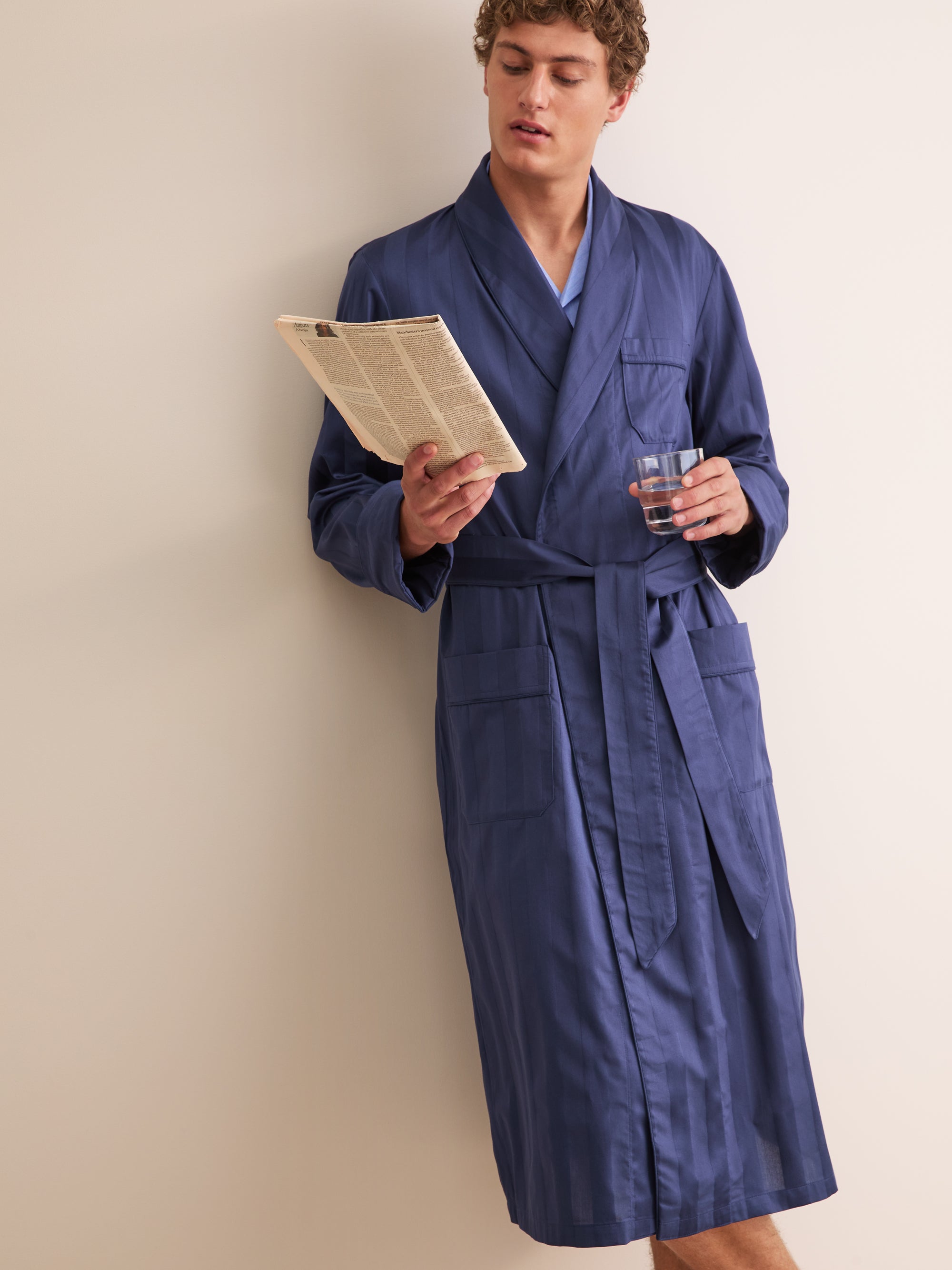 Men's Robe Lingfield Cotton Navy