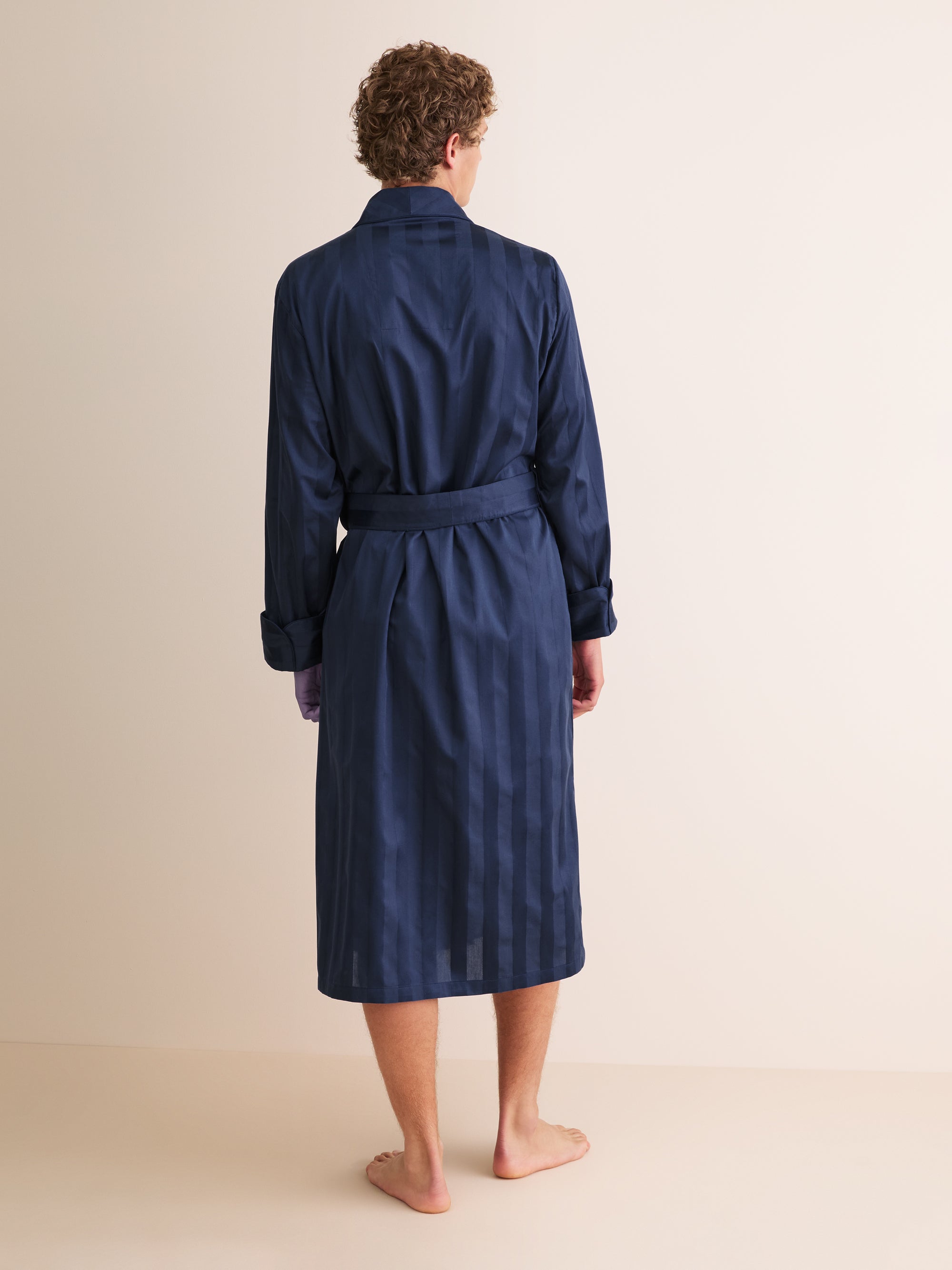 Men's Dressing Gown Lingfield Cotton Navy