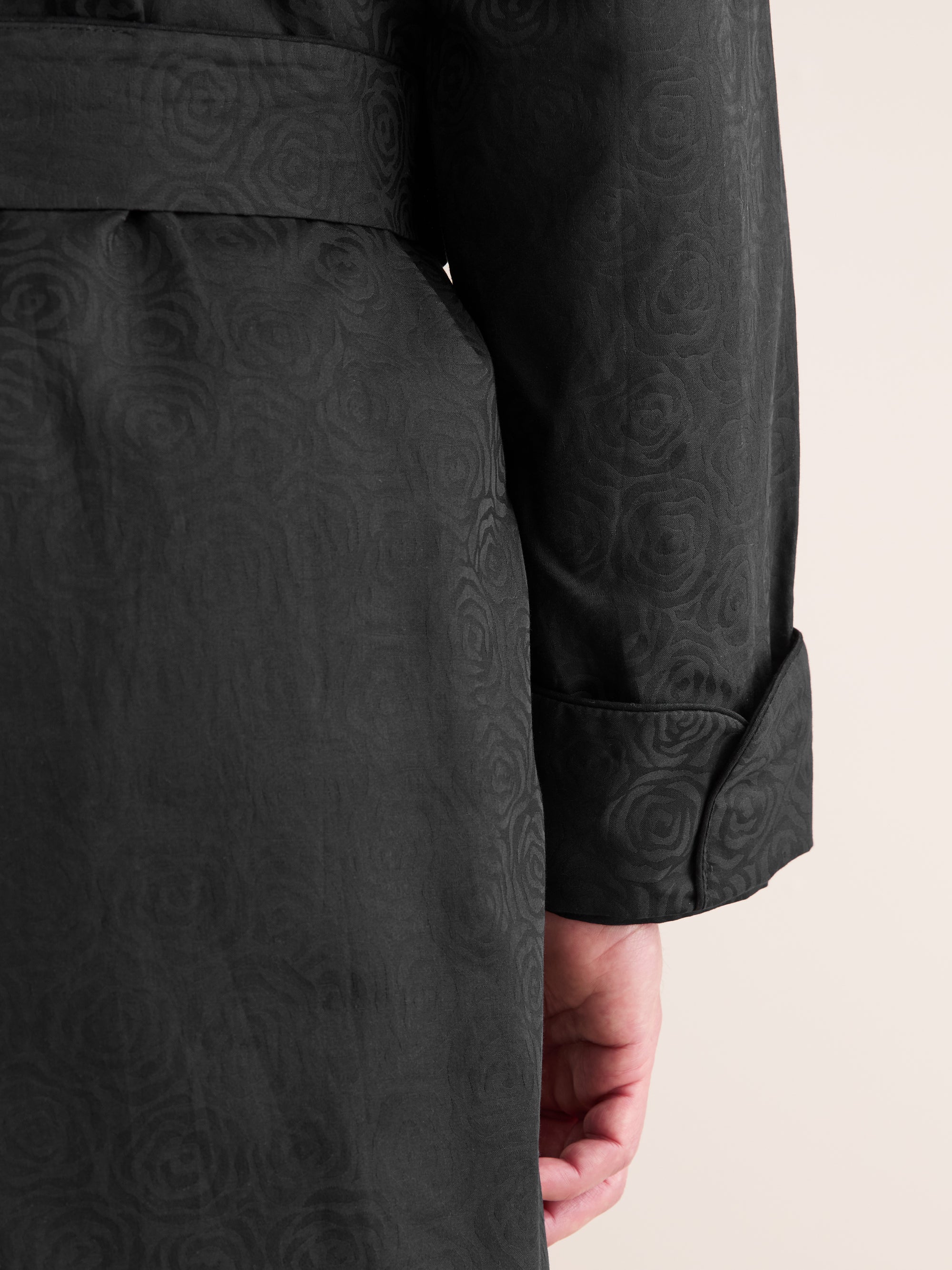 Men's Dressing Gown Paris Cotton Jacquard Black Rose