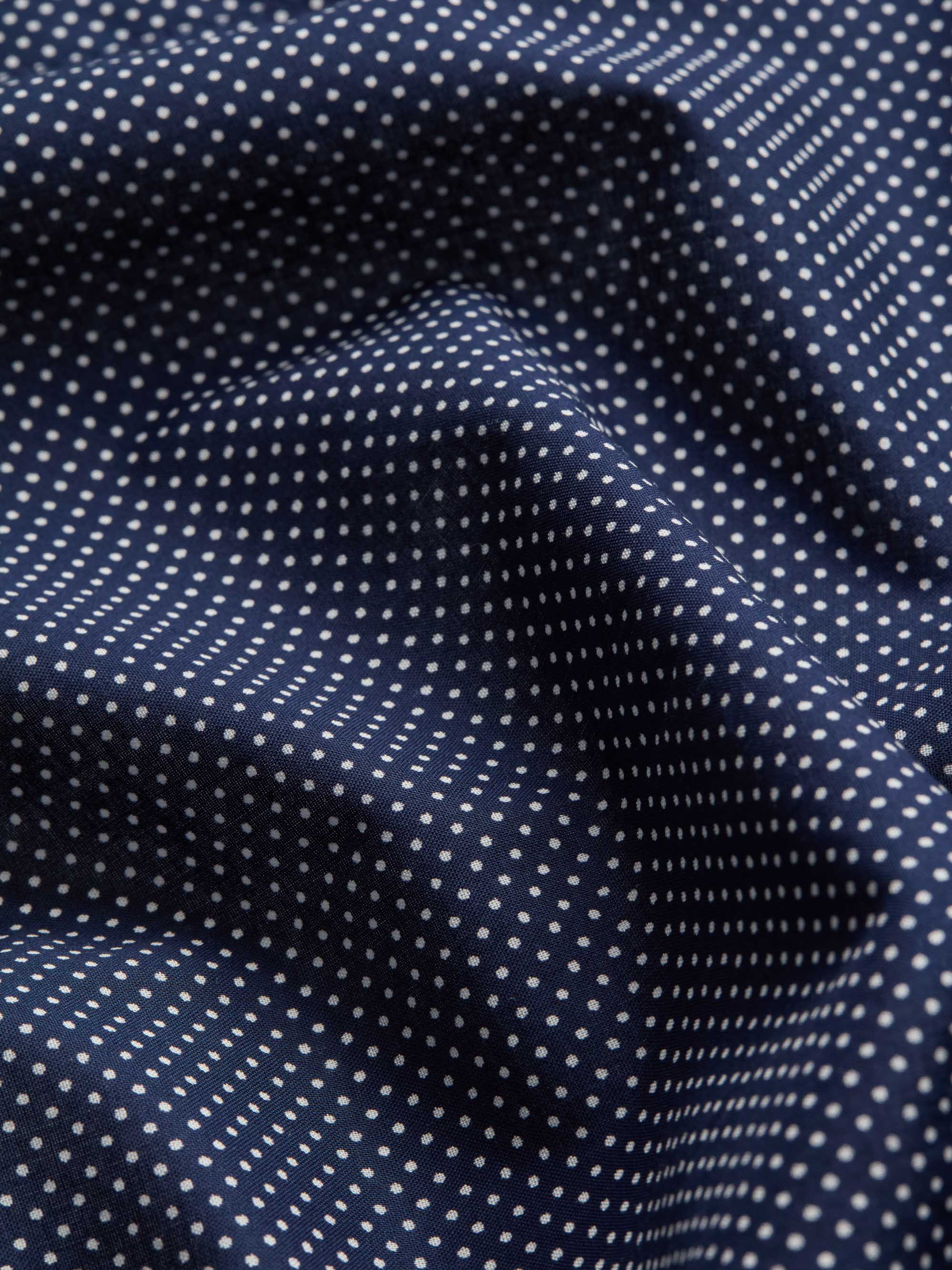 Men's Robe Cotton Batiste Navy Pin Dot Print