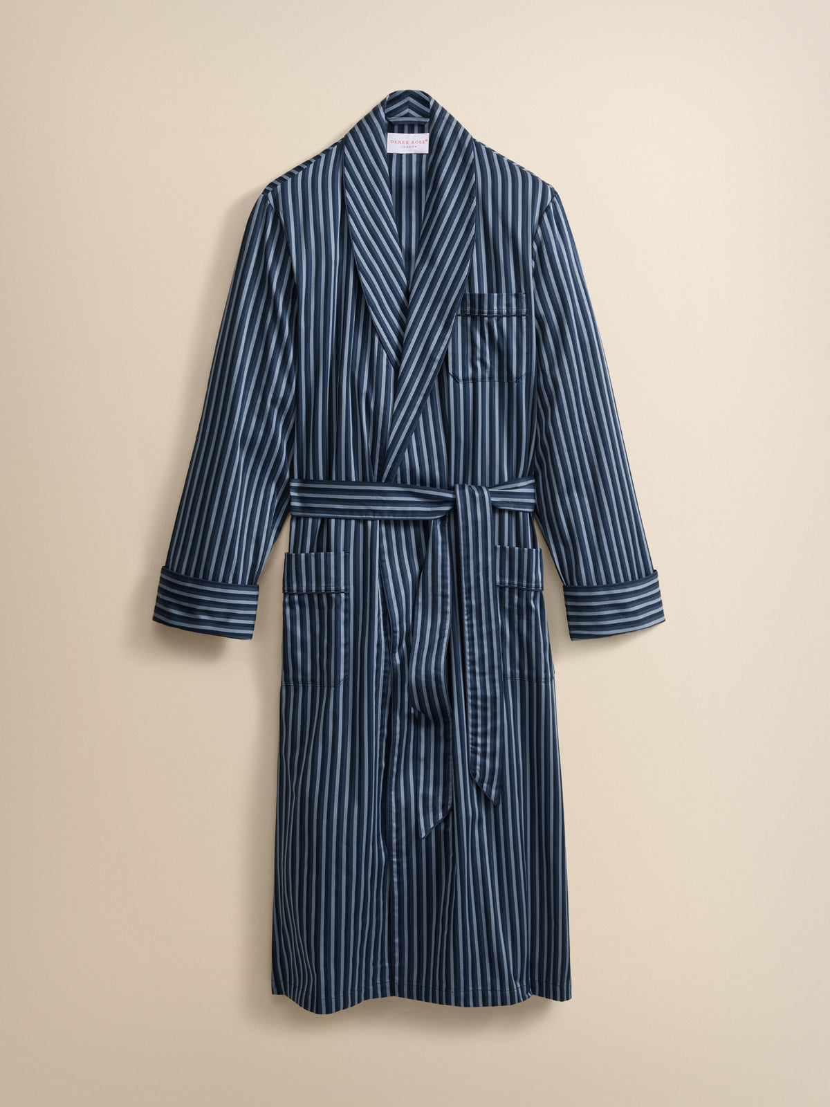 Wellington Cotton Dressing Gown Blue Stripe
