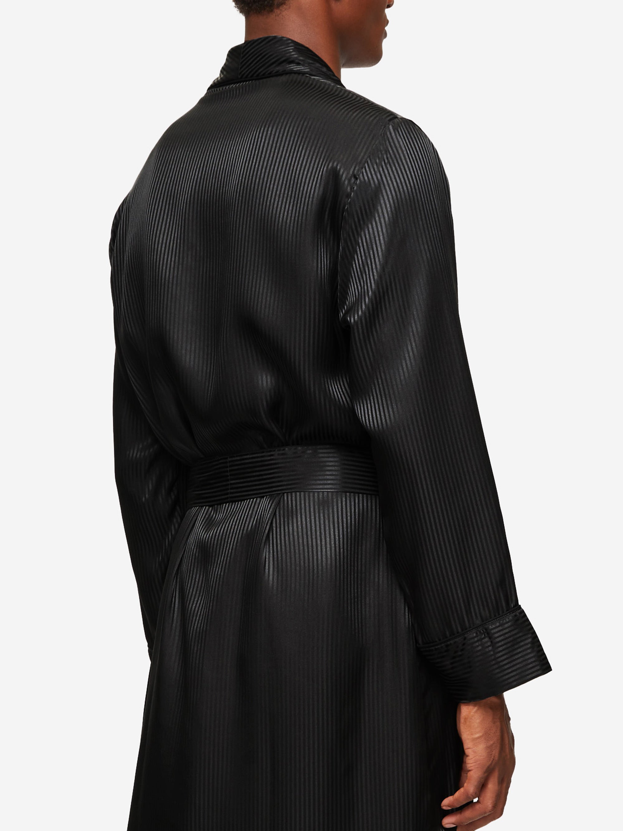 derek rose silk dressing gown Men's Robe Bailey Silk Satin Navy