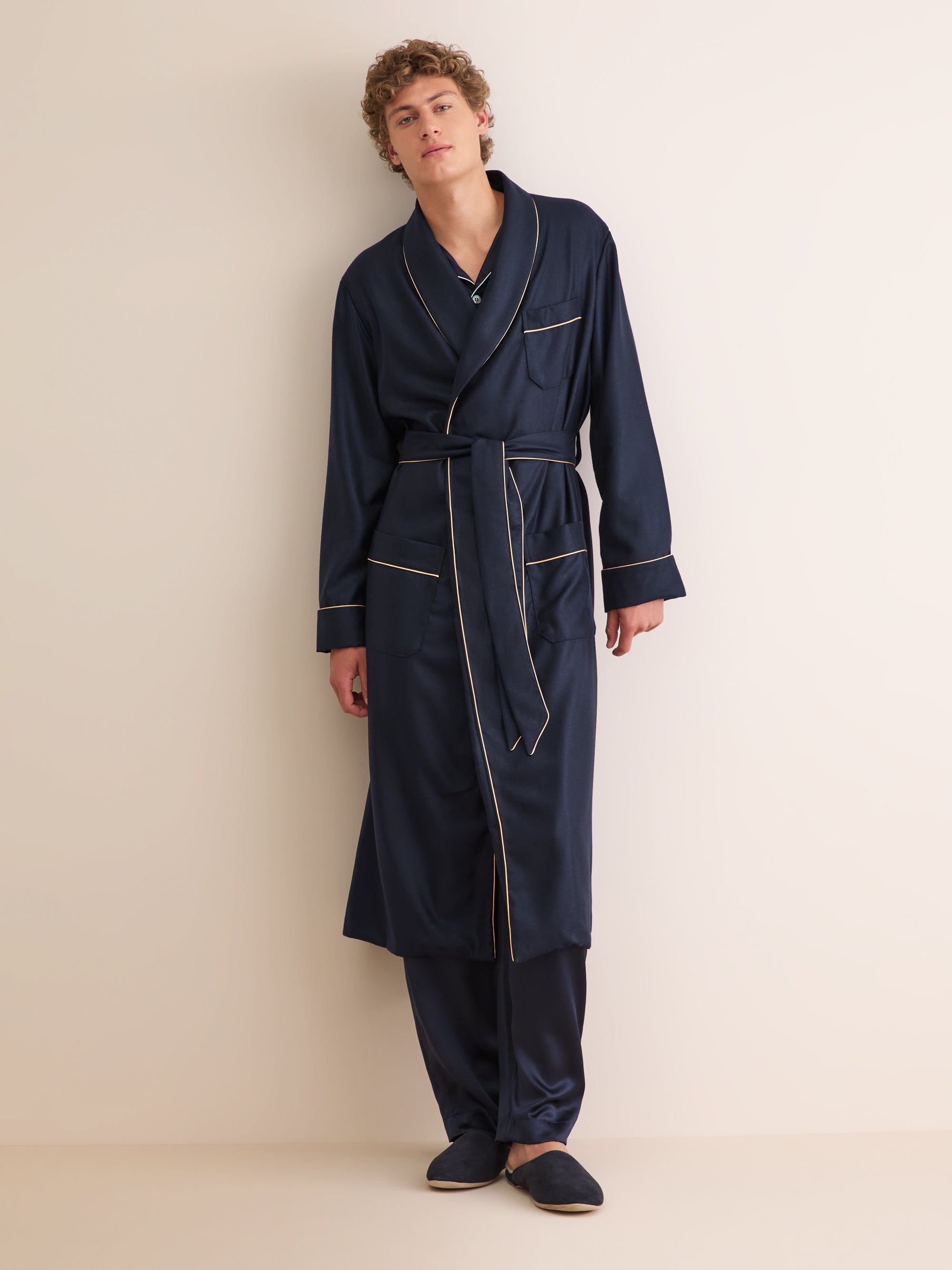 Men's Robe Duke Cashmere Navy