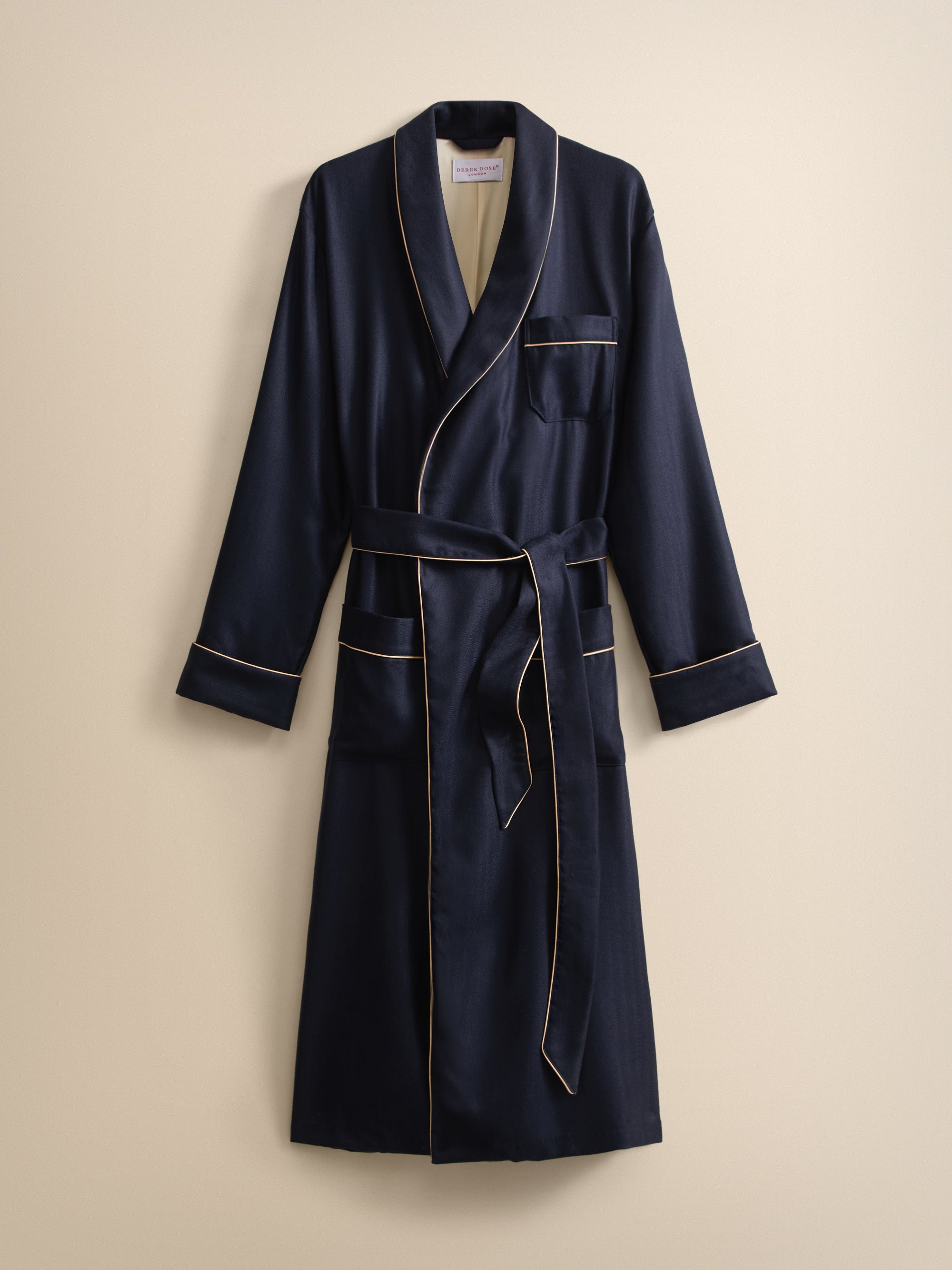 Duke Cashmere Dressing Gown Navy Blue