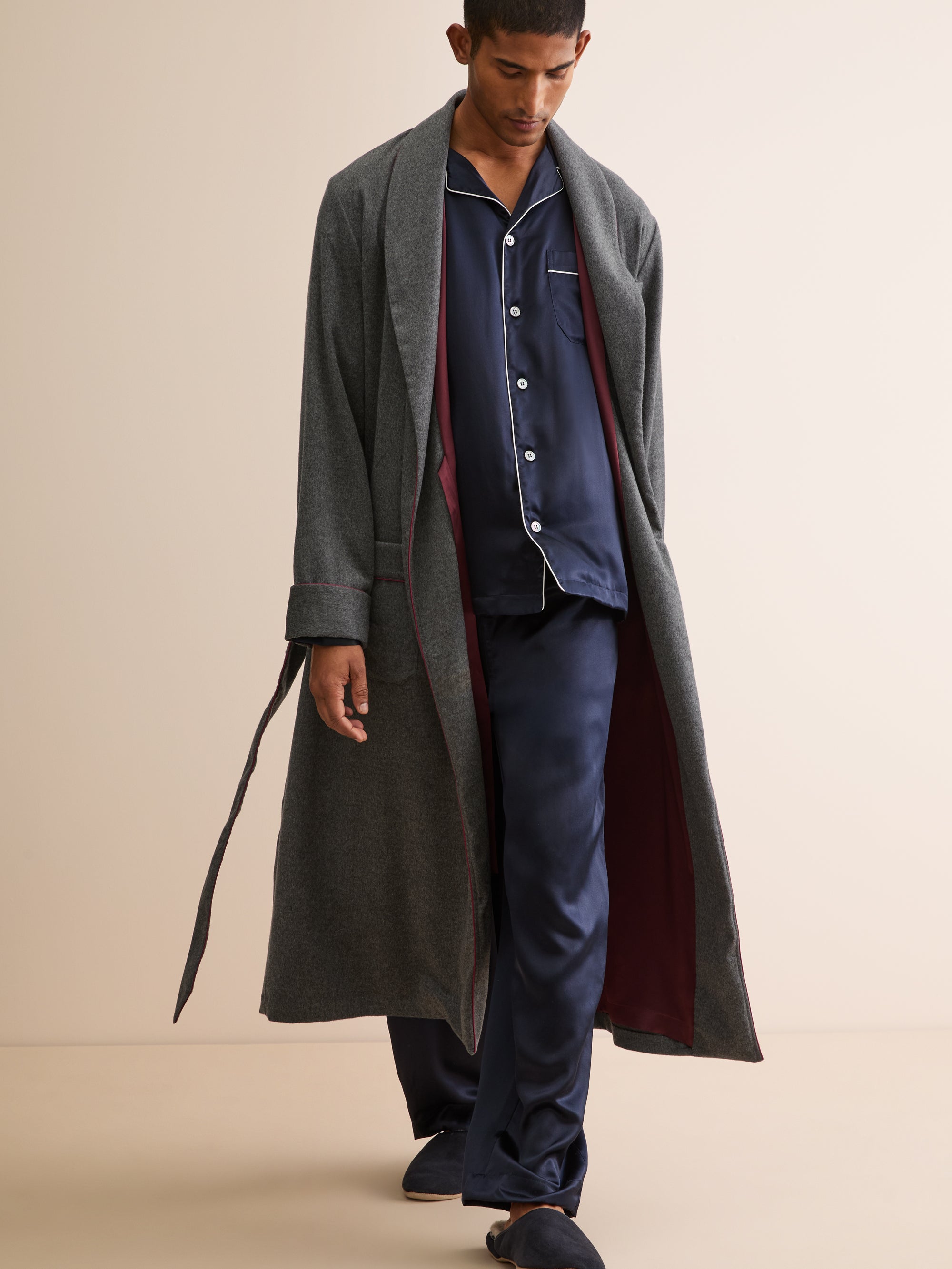 Men's Dressing Gown Duke Cashmere Charcoal