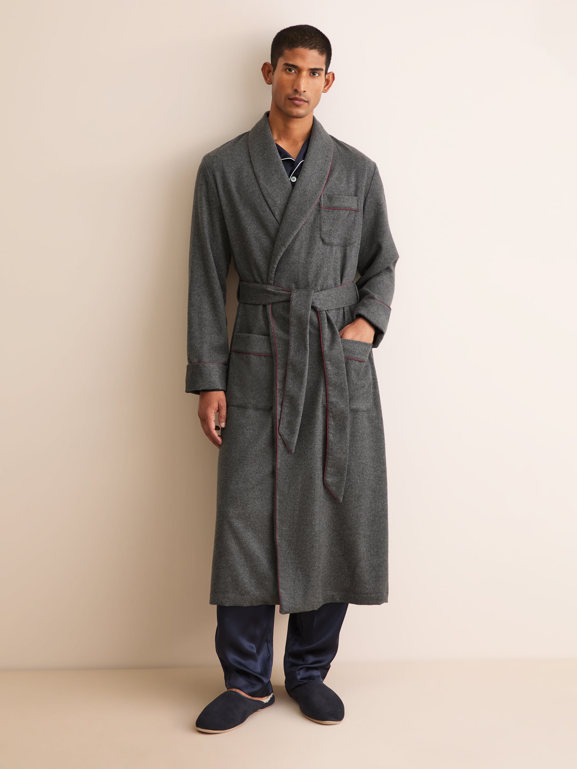 Men's Dressing Gown Duke Cashmere Charcoal