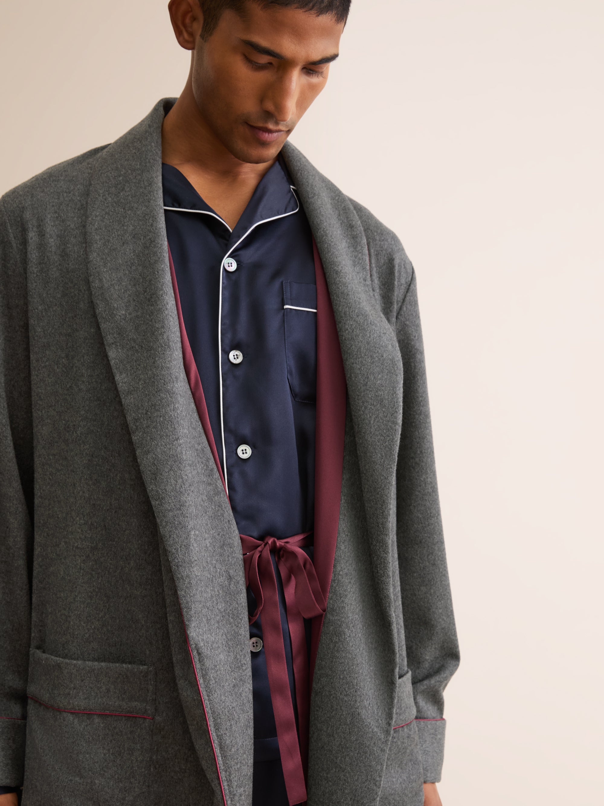 Men's Dressing Gown Duke Cashmere Charcoal