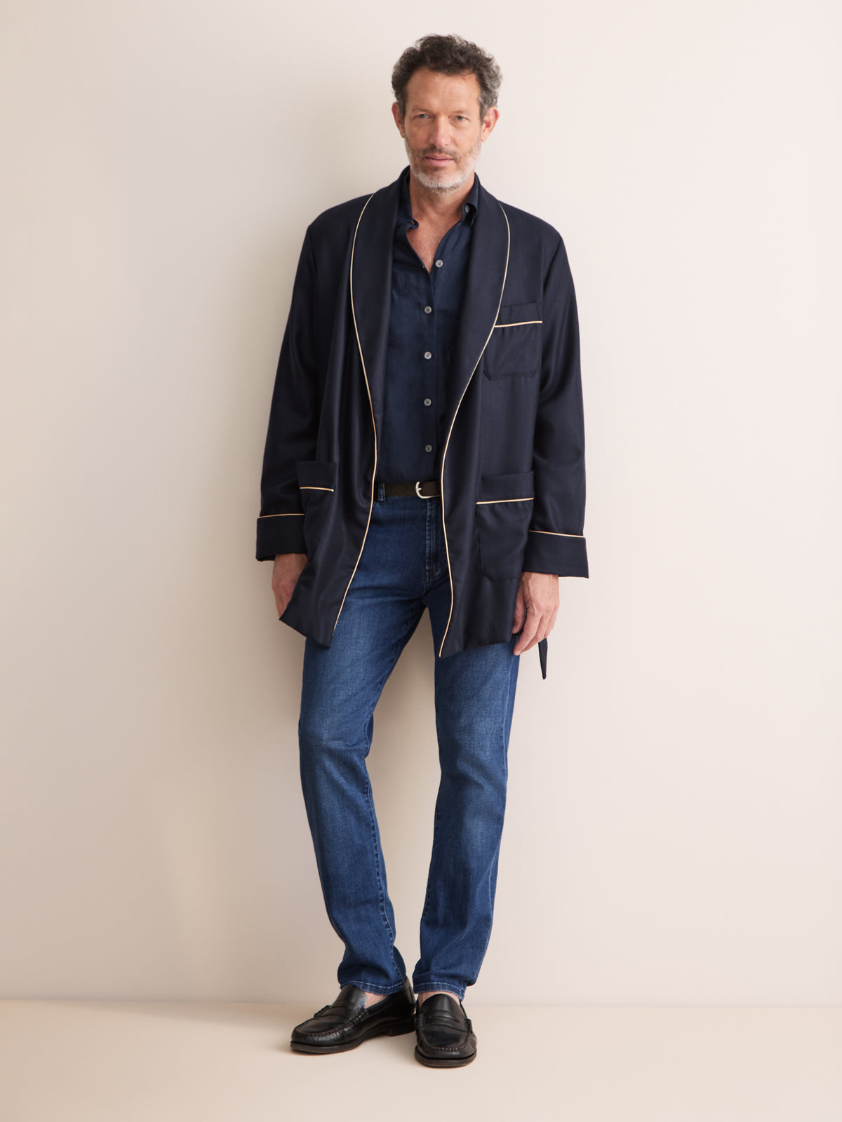 Duke Cashmere Smoking Jacket Navy Blue