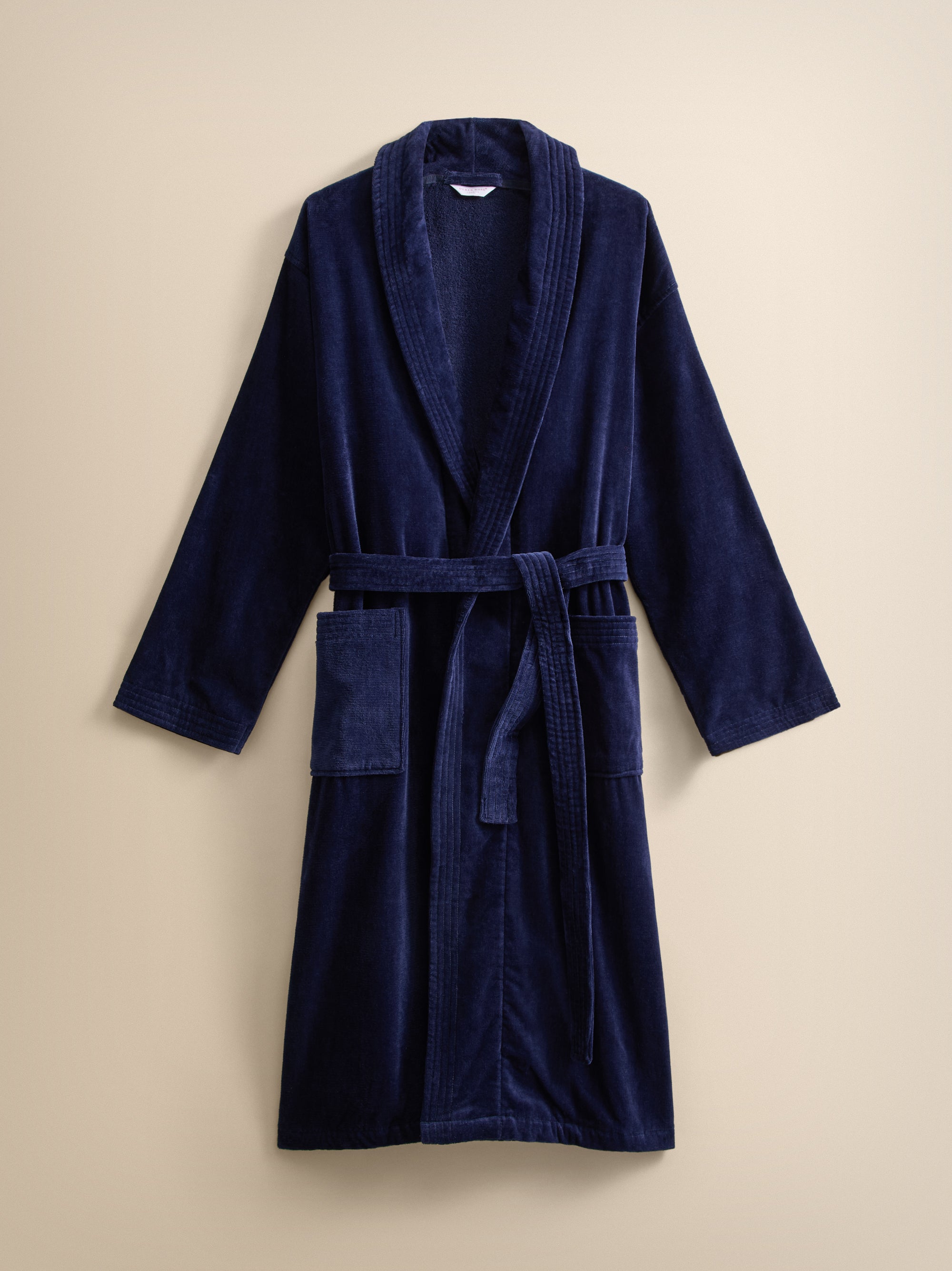 Triton Cotton Velour Bathrobe Navy Blue