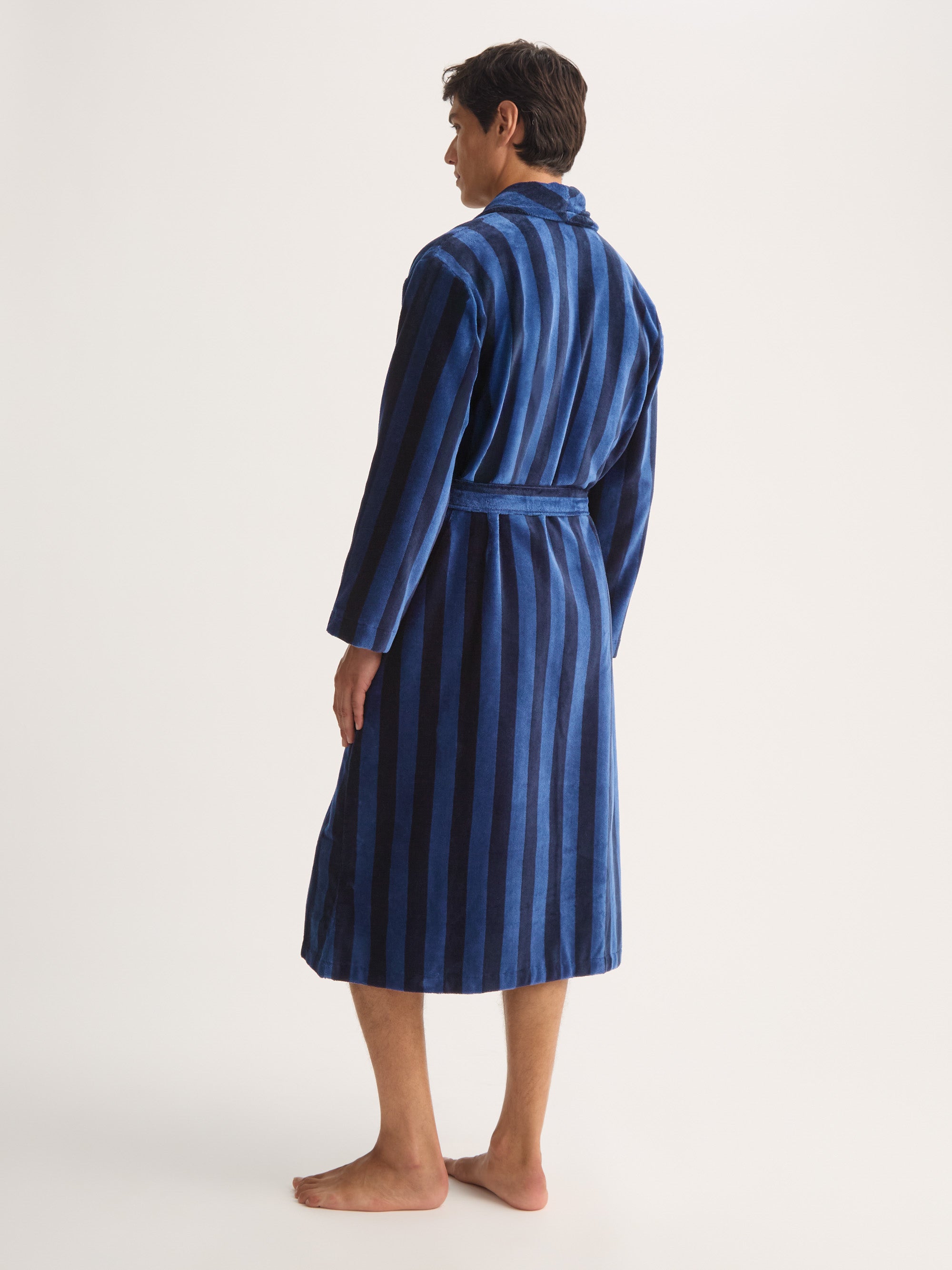 Men's Bathrobe Aston Terry Cotton Navy