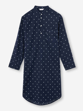 Men's Nightshirt Cotton Batiste Navy Paisley Motif