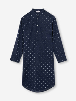 Men's Nightshirt Cotton Batiste Navy Paisley Motif