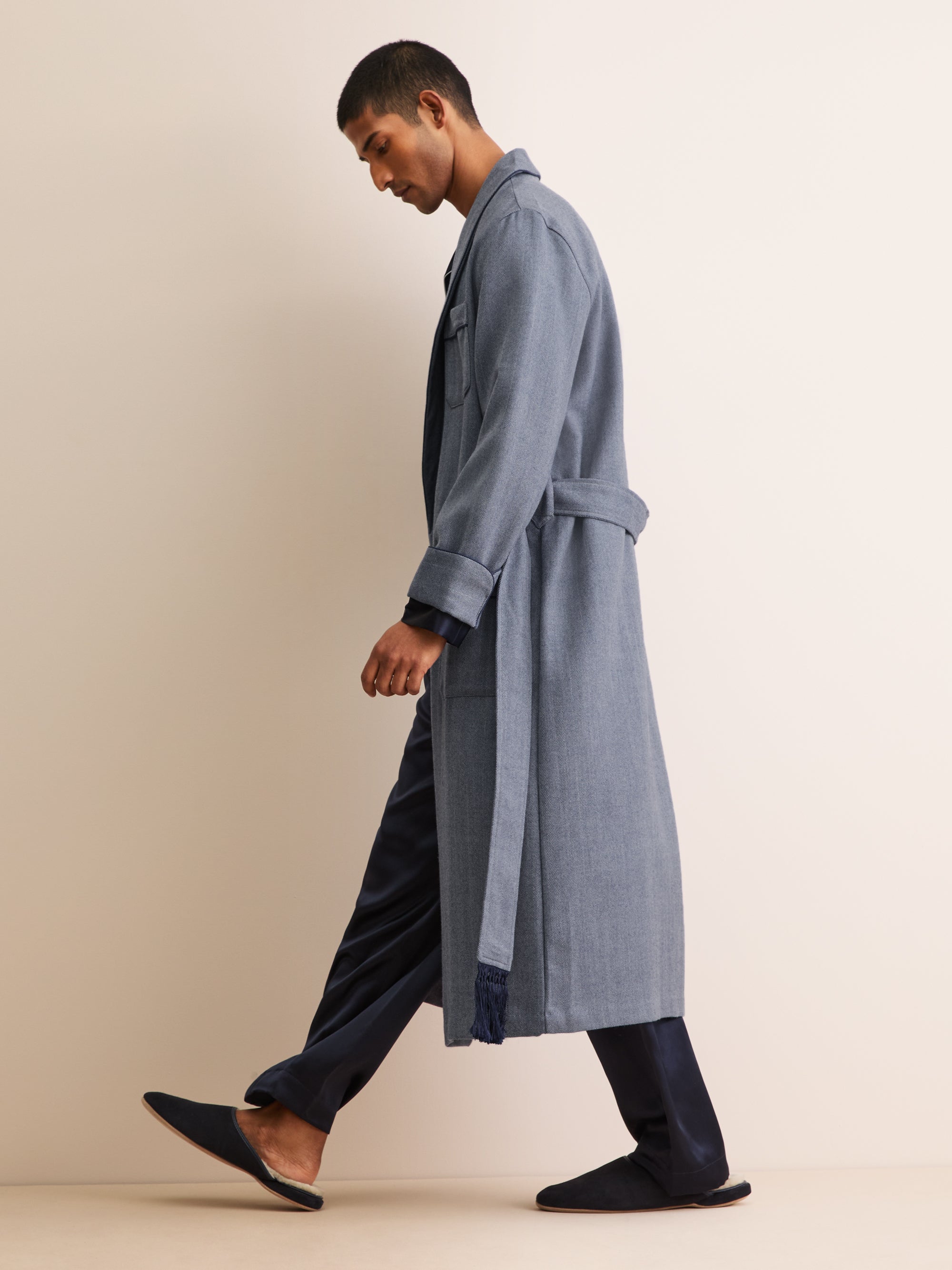 Men's Dressing Gown Lincoln Wool Navy