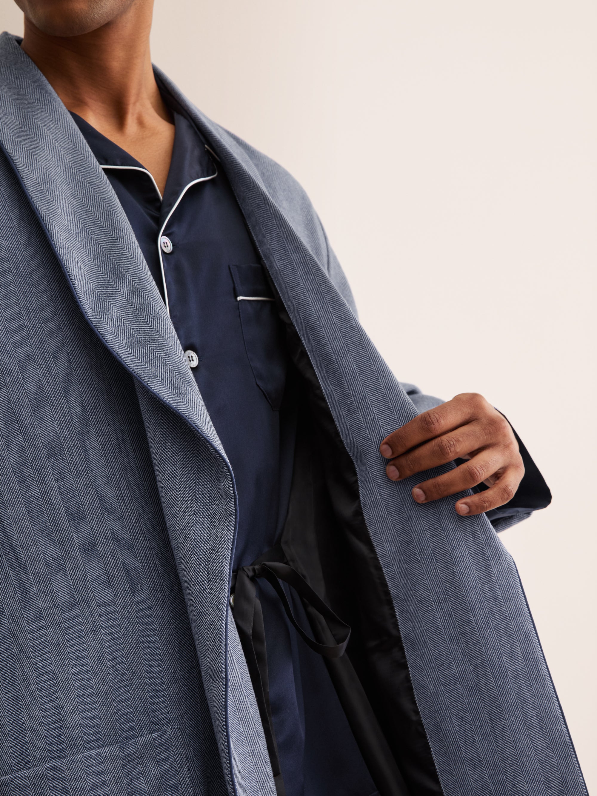 Men's Dressing Gown Lincoln Wool Navy
