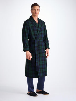 Men's Robe Tartan Black Watch Wool Navy