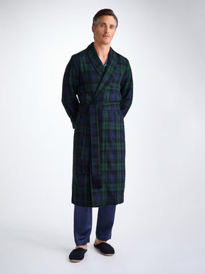 Men's Robe Tartan Black Watch Wool Navy