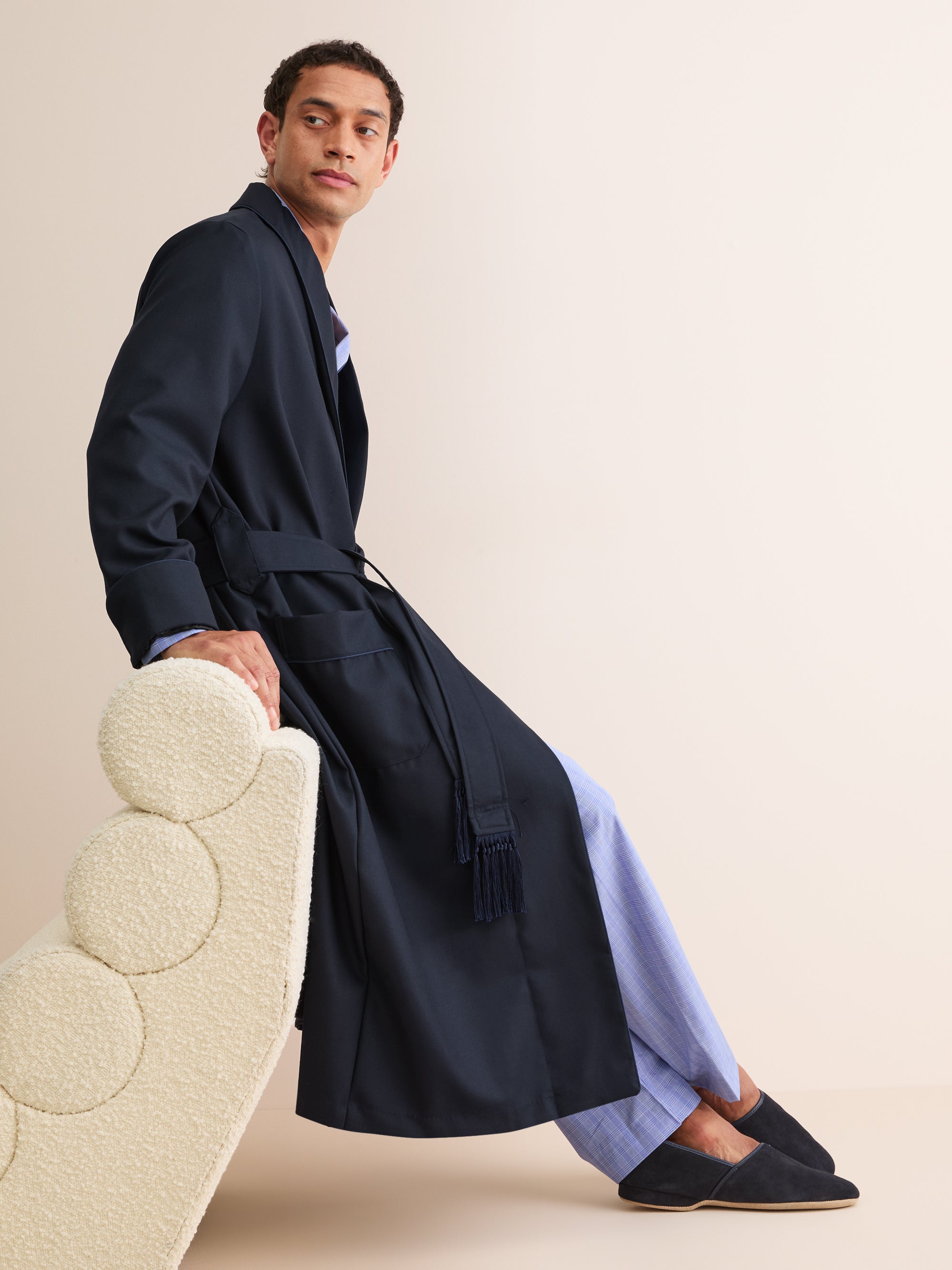 Men's Dressing Gown Westminster 2 Wool Navy