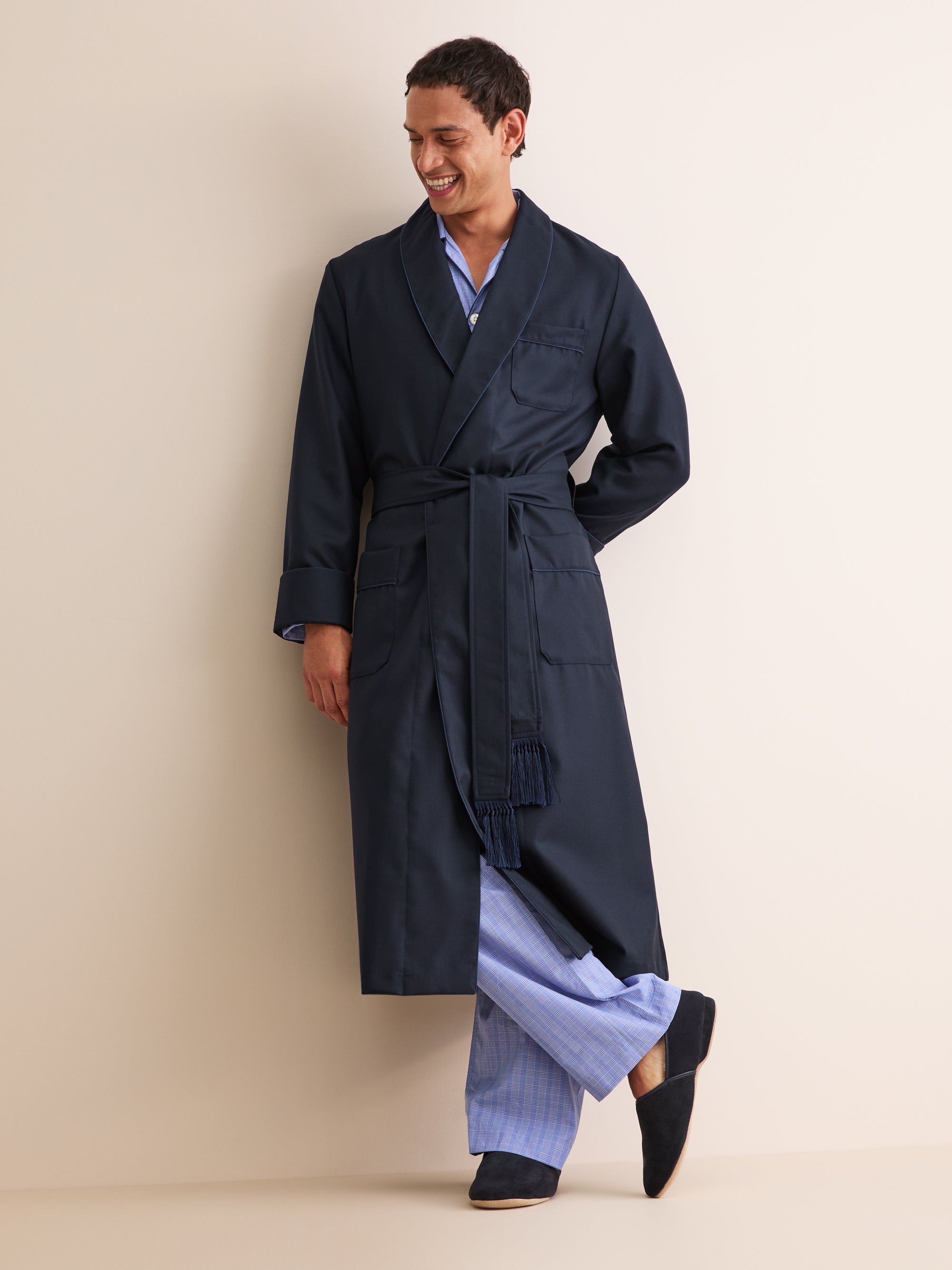 Men's Dressing Gown Westminster 2 Wool Navy
