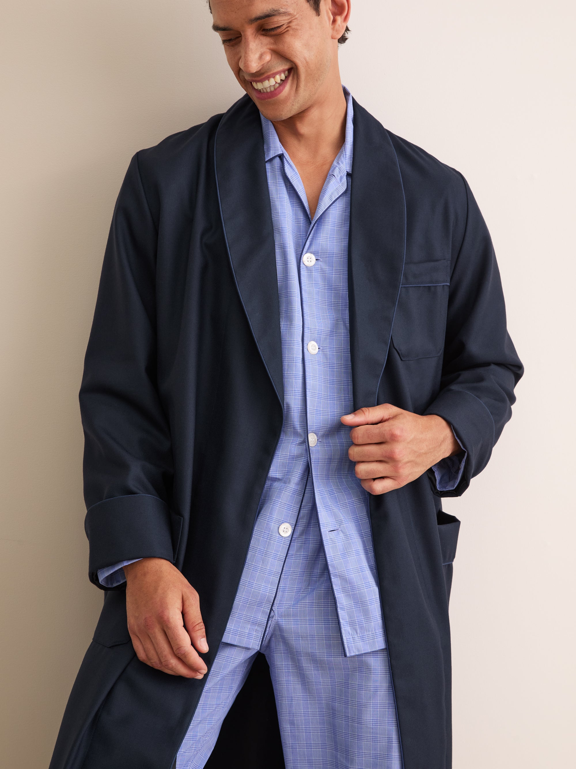Men's Dressing Gown Westminster 2 Wool Navy