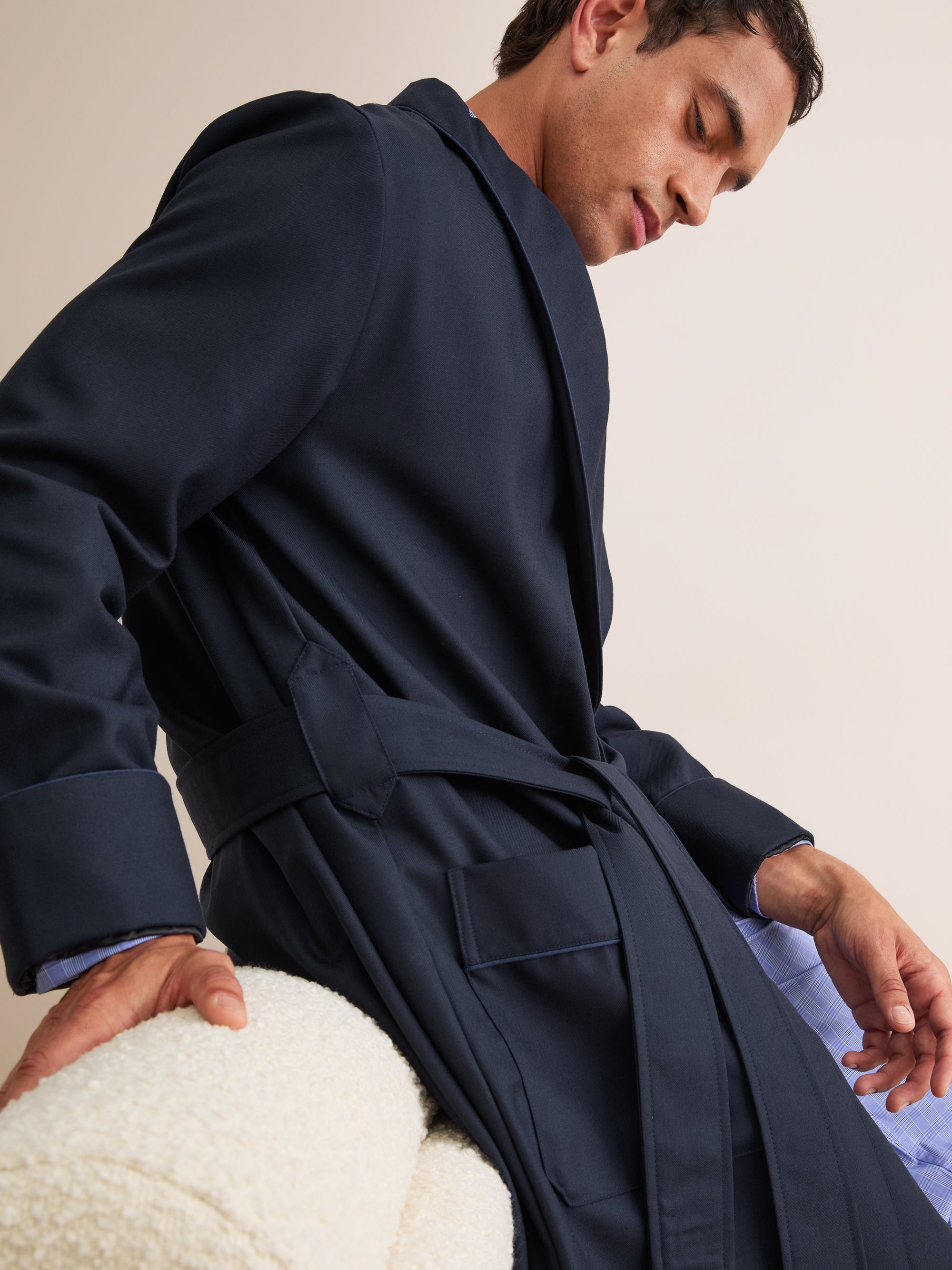 Men's Dressing Gown Westminster 2 Wool Navy