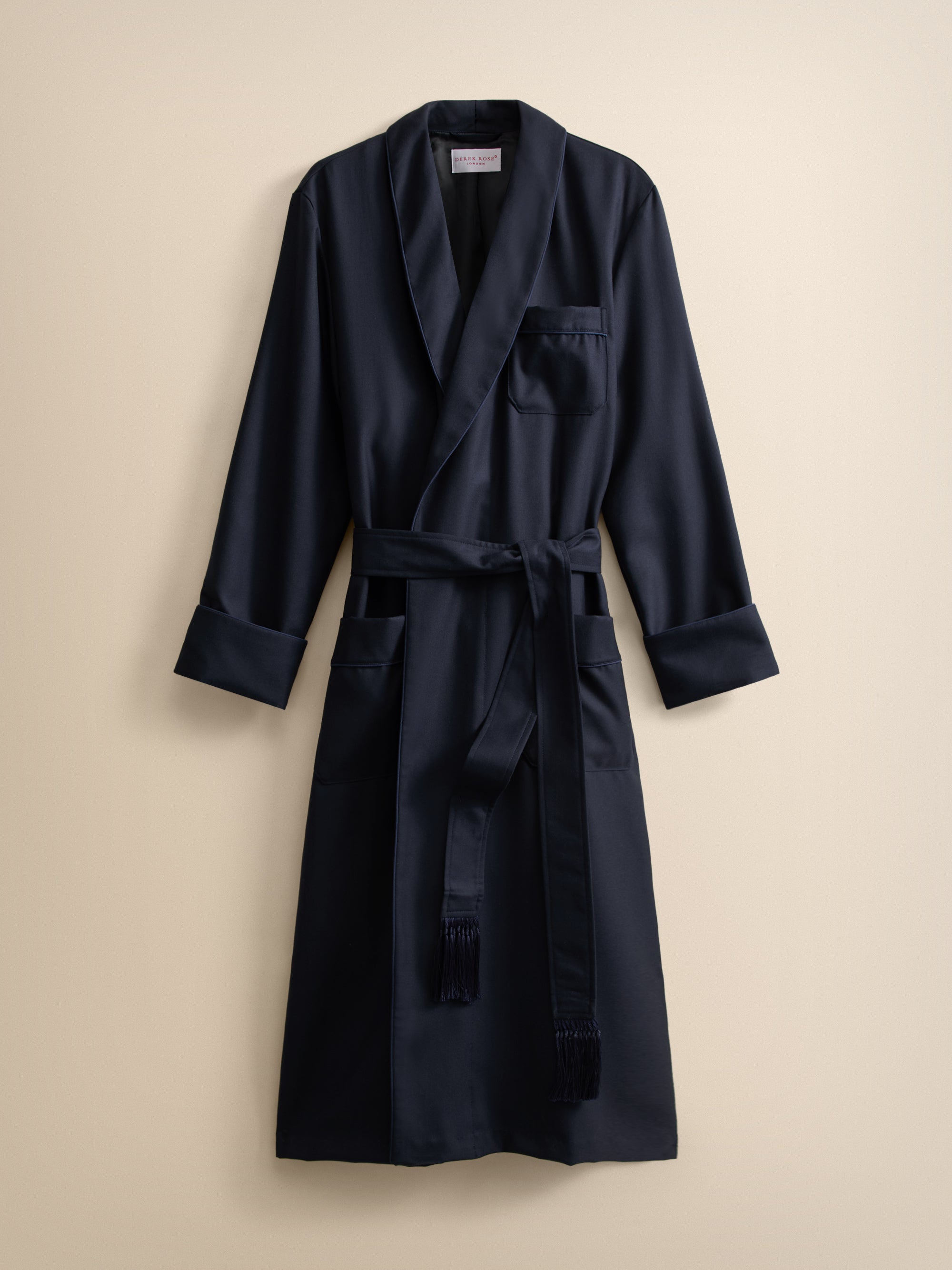 Westminster Merino Wool Dressing Gown Navy Blue